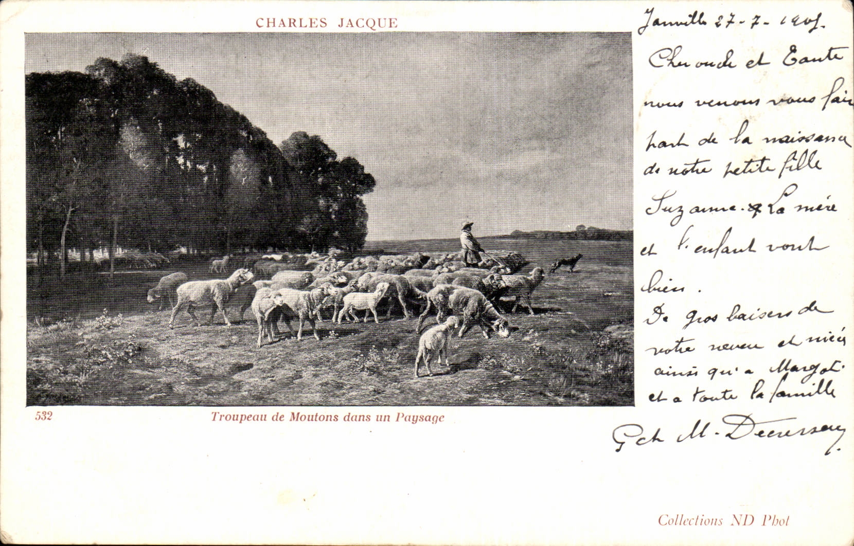 CPA Charles Jacque Herd of sheep in a landscape