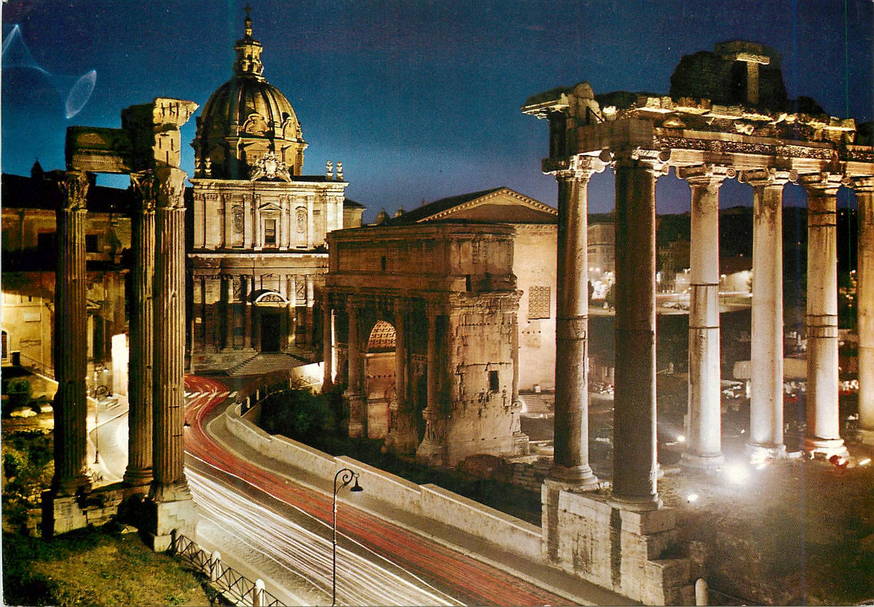 CPM Roma forum romain la nuit