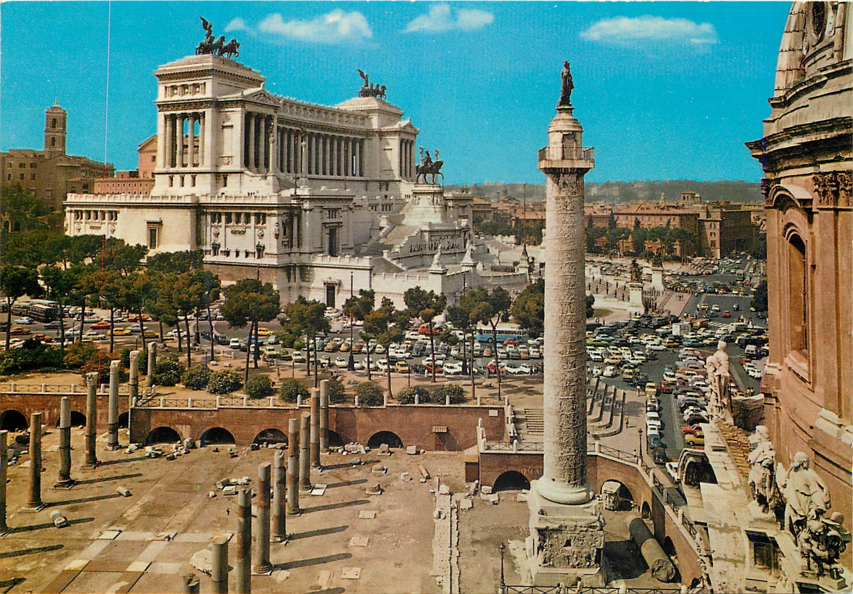 CPM Roma colonne de traiano et autel de la patrie