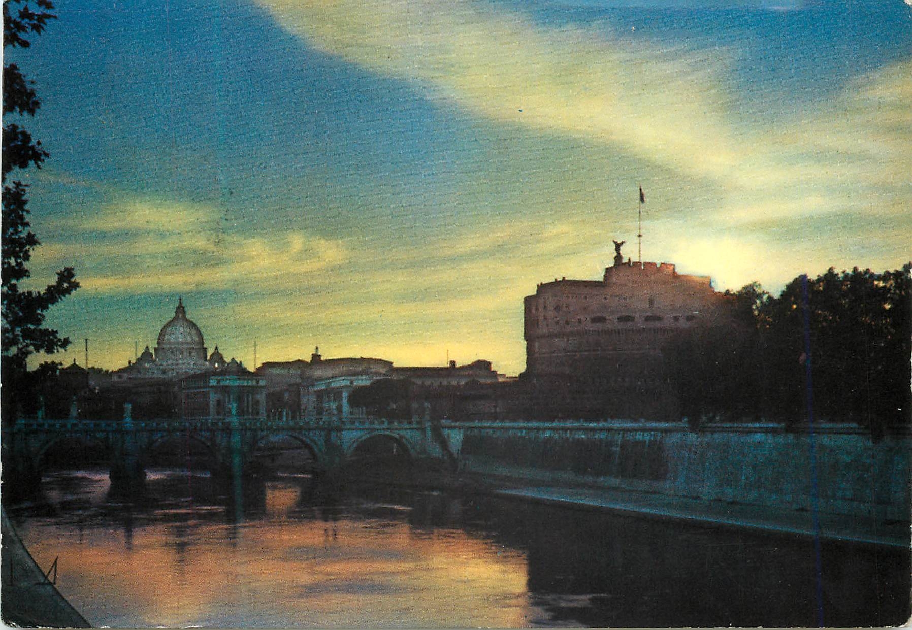 CPM Roma Le couchant du soleil sur le Tibre