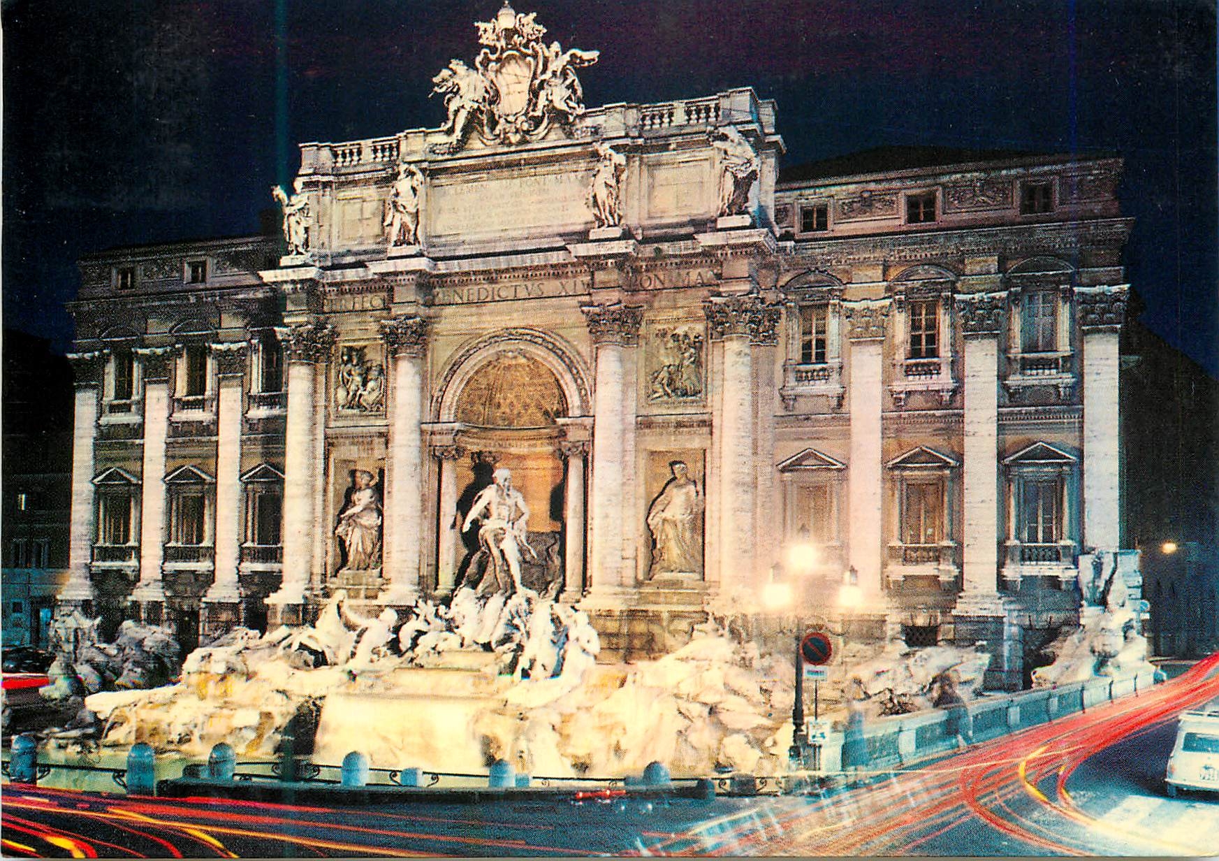 CPM Roma Fontaine de Trevi (la nuit)