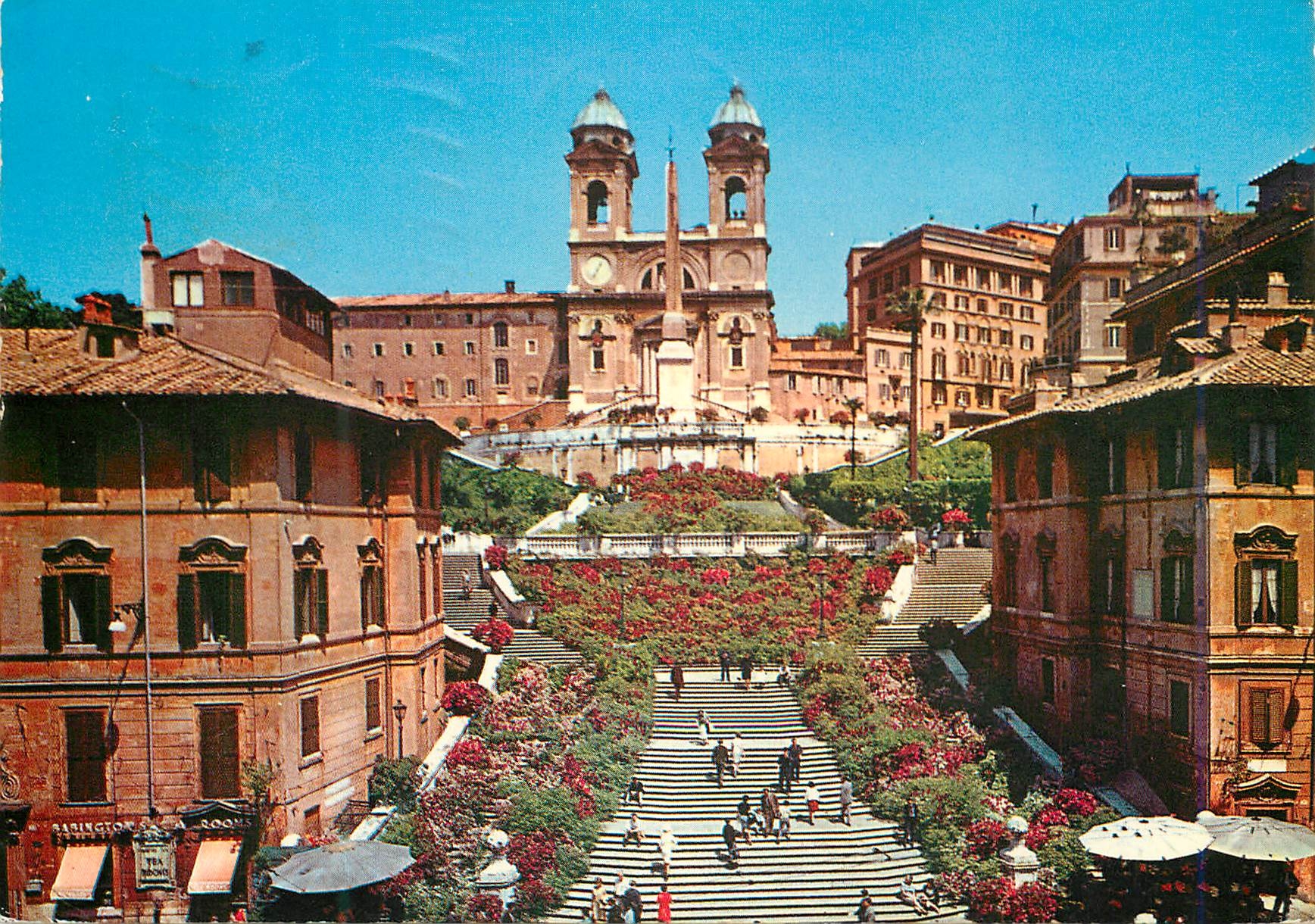 CPM Roma Place d'Espagne et Eglise de la Trinite des Montagnes