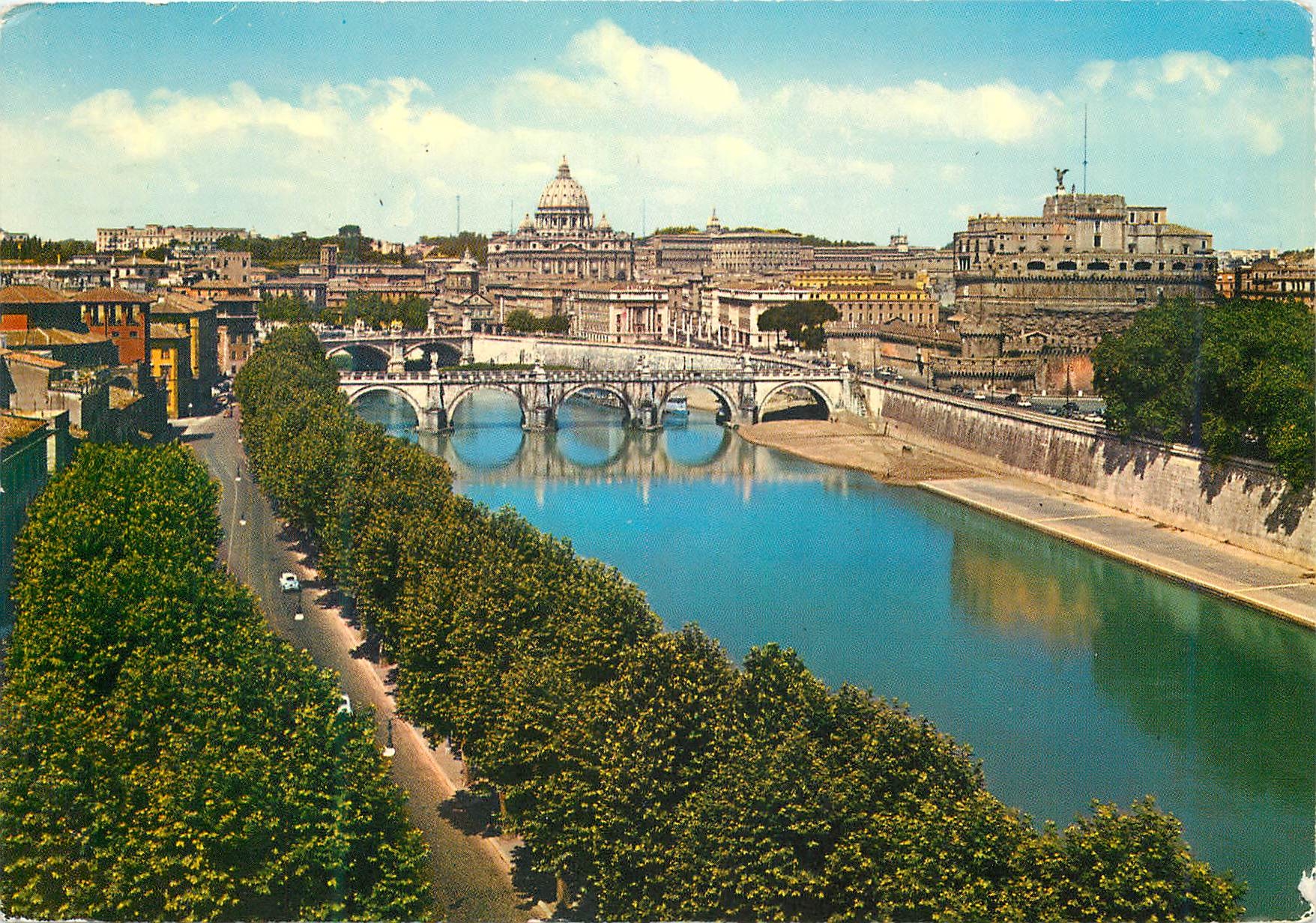 CPM Roma Castel S Angelo e S Pierre del lungo Tevete