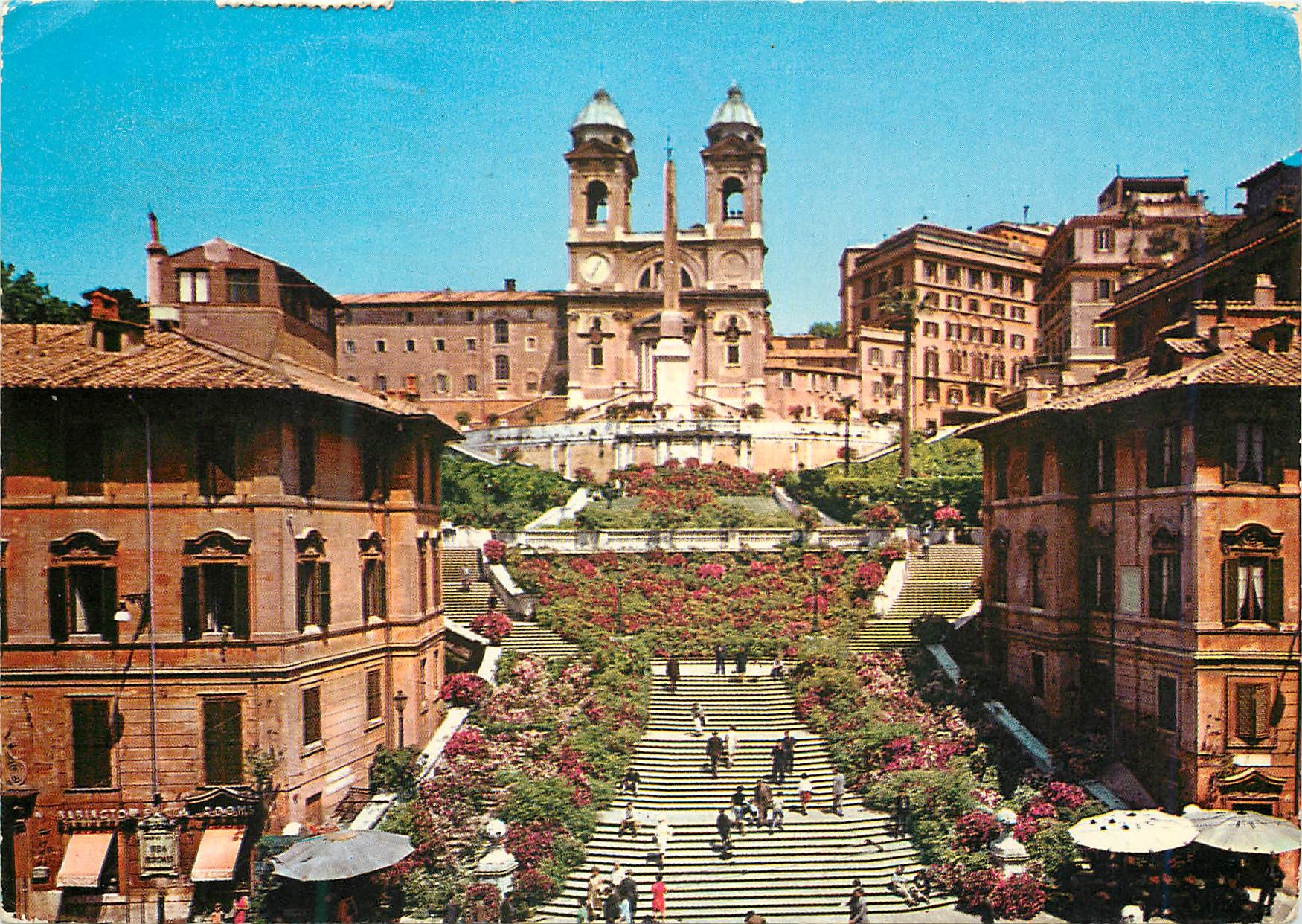 CPM Roma Place d'Espagne et Eglise de la Trinite des Montagnes