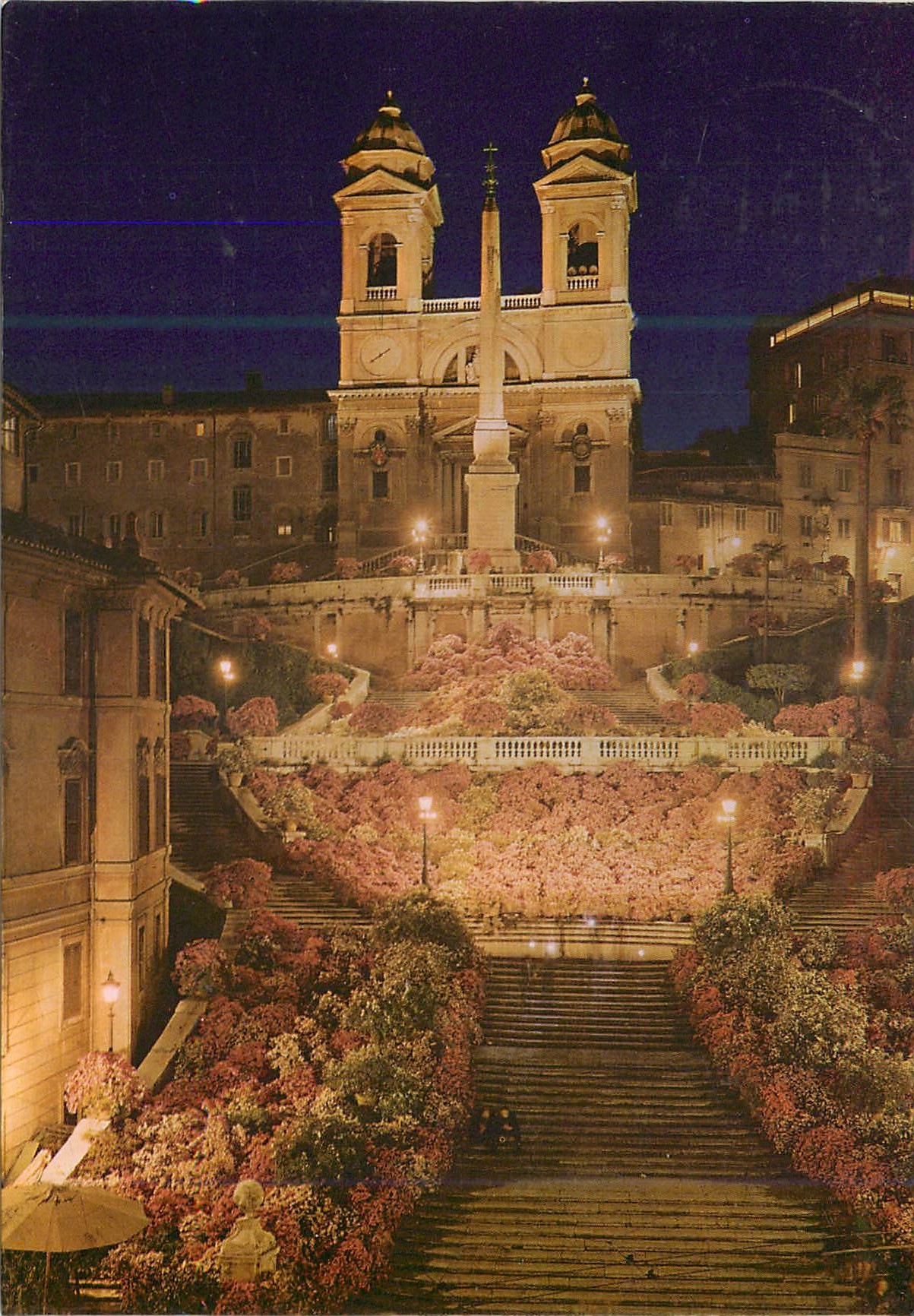 CPM Roma Place d'Espagne et Trinita dei Monti Nocturne