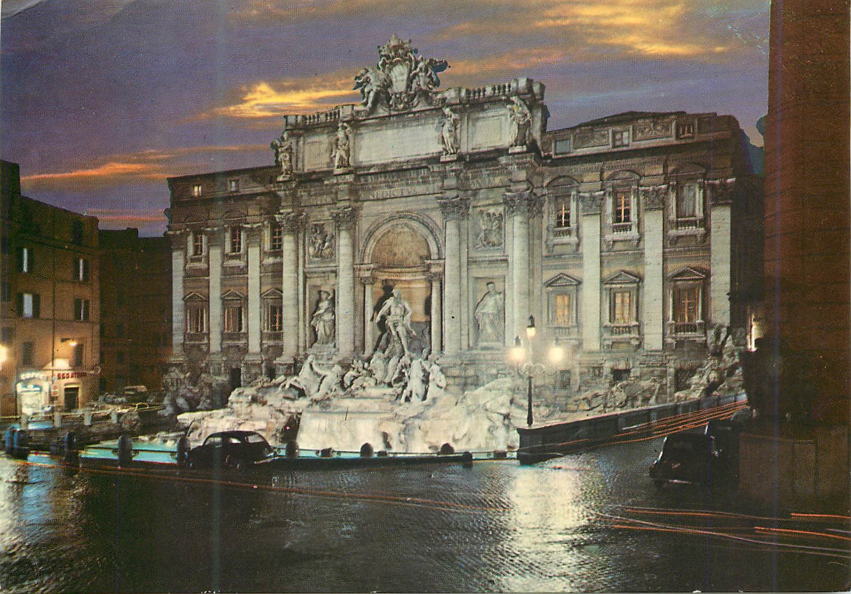 CPM Roma La Fontaine de Trevi Nocturne