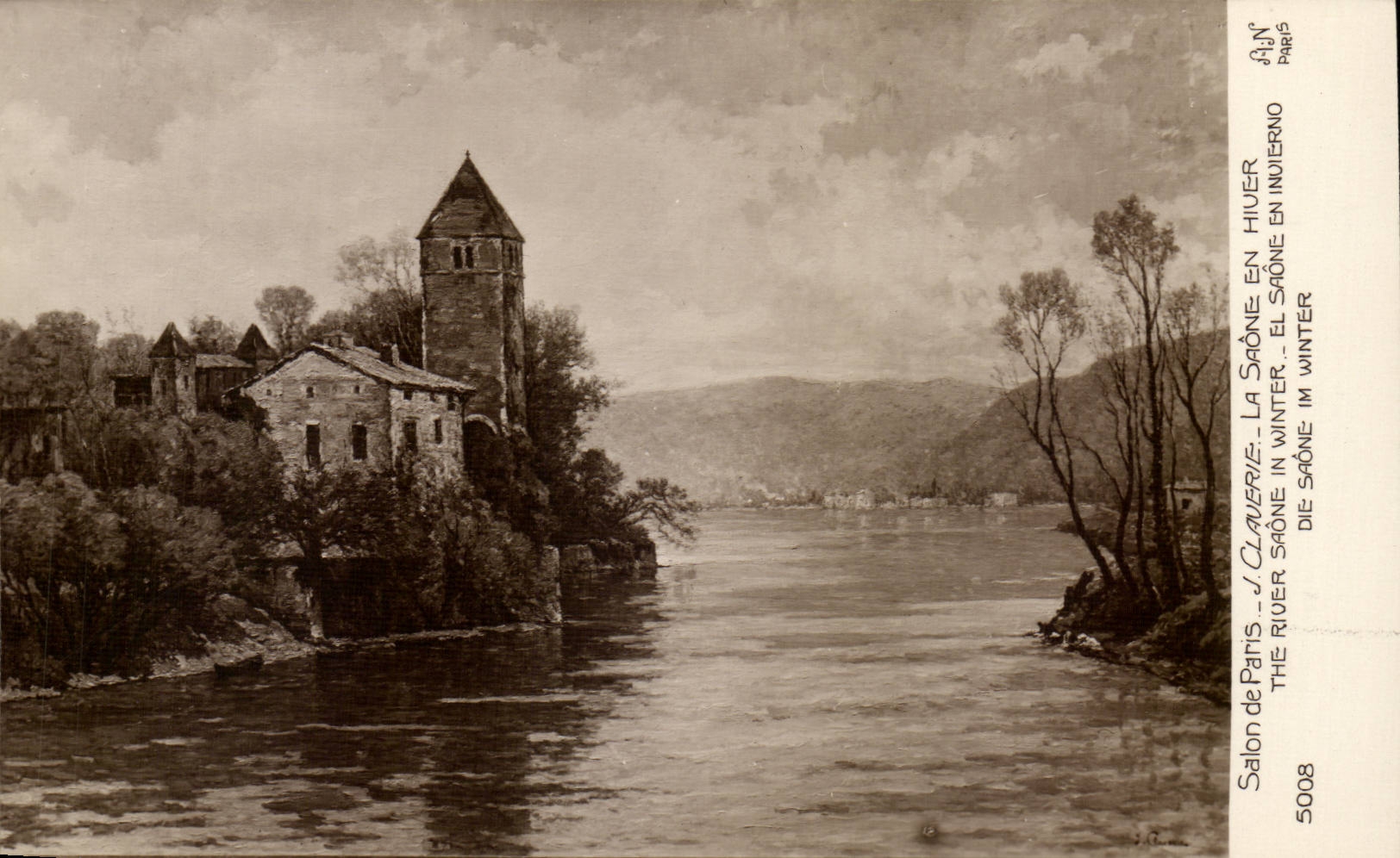 Fantasy CPA J Claverie the Saone in winter