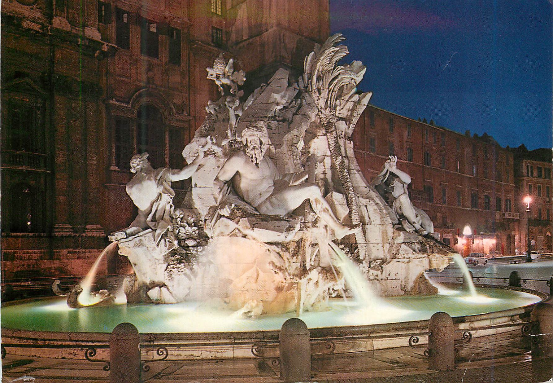 CPM Roma Place Navona (la nuit)