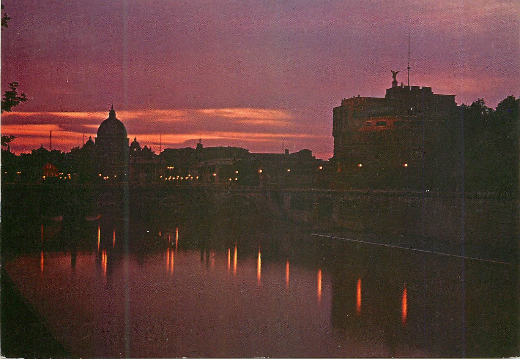 CPM Roma Chateau S Angel et S Pierre au couher du soleil