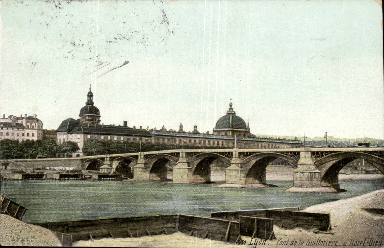 Lyon CPA Bridge of Guillotiere to the hotel God