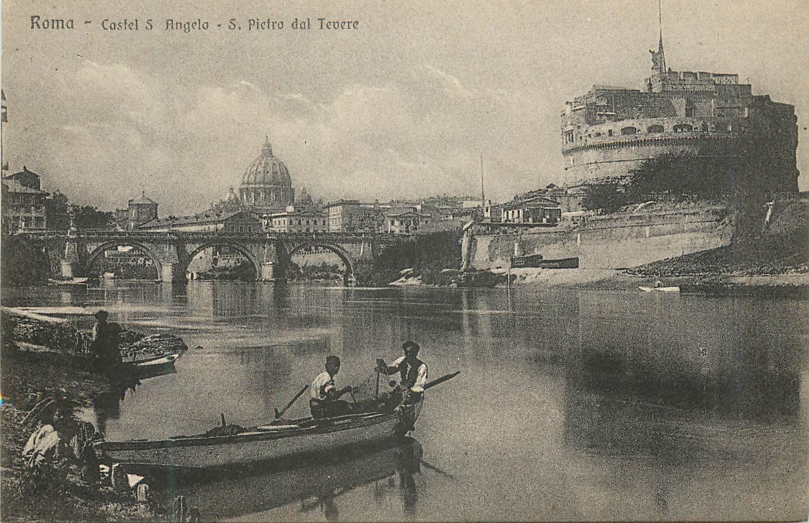CPA Roma Castel S Angelo S Pietra dal Tevere Bateau