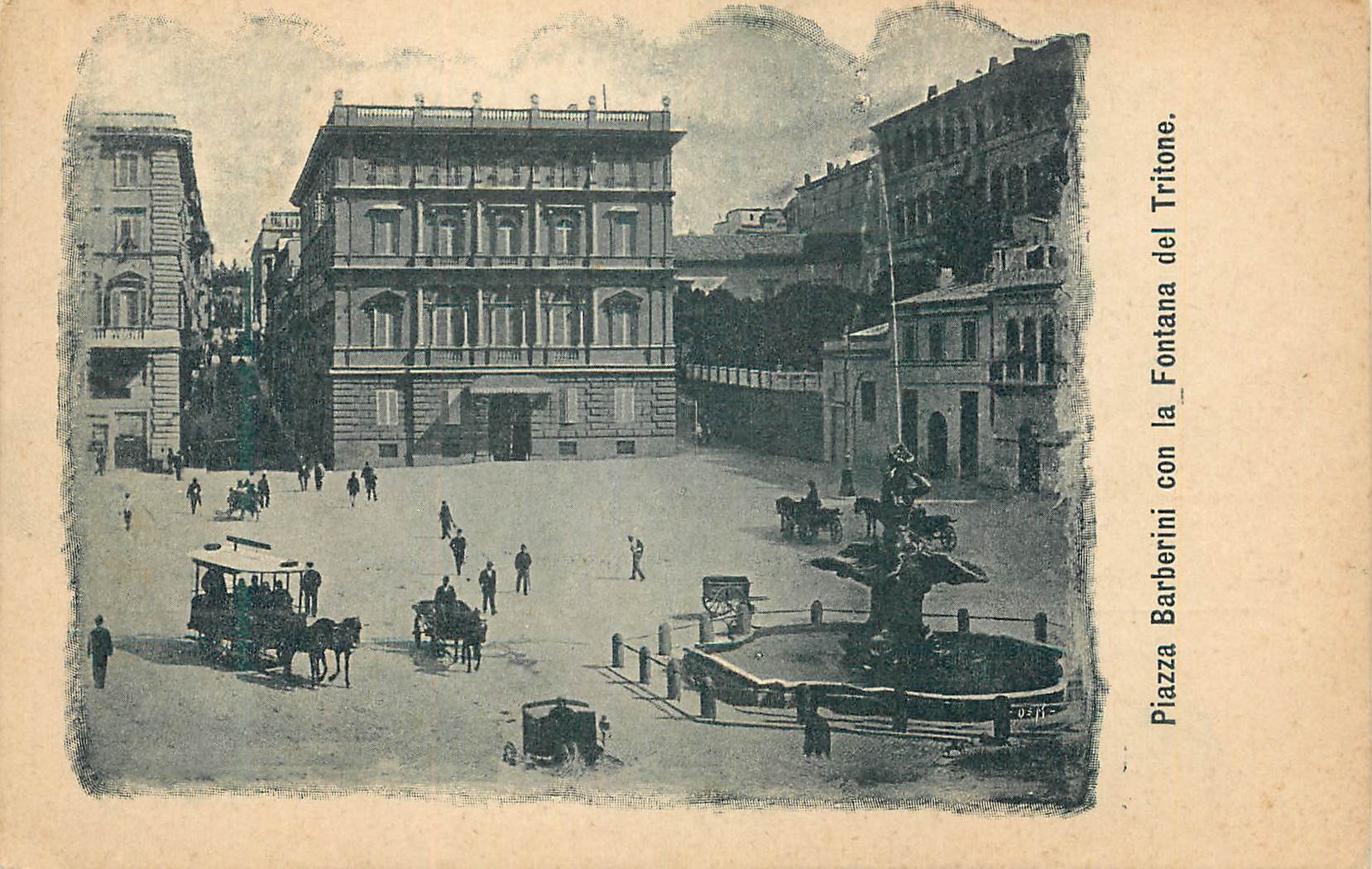 CPA Piazza Barberini con la Fontana del Tritone