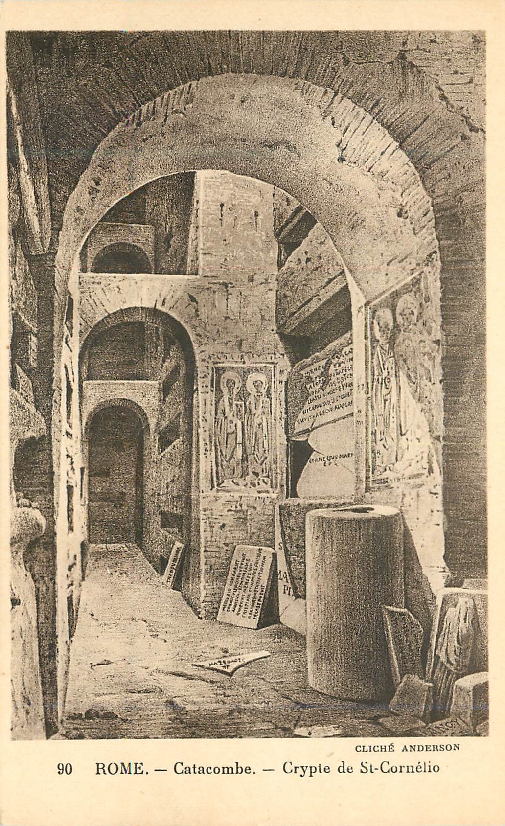 CPA Roma Catacombe Crypte de St Cornelio
