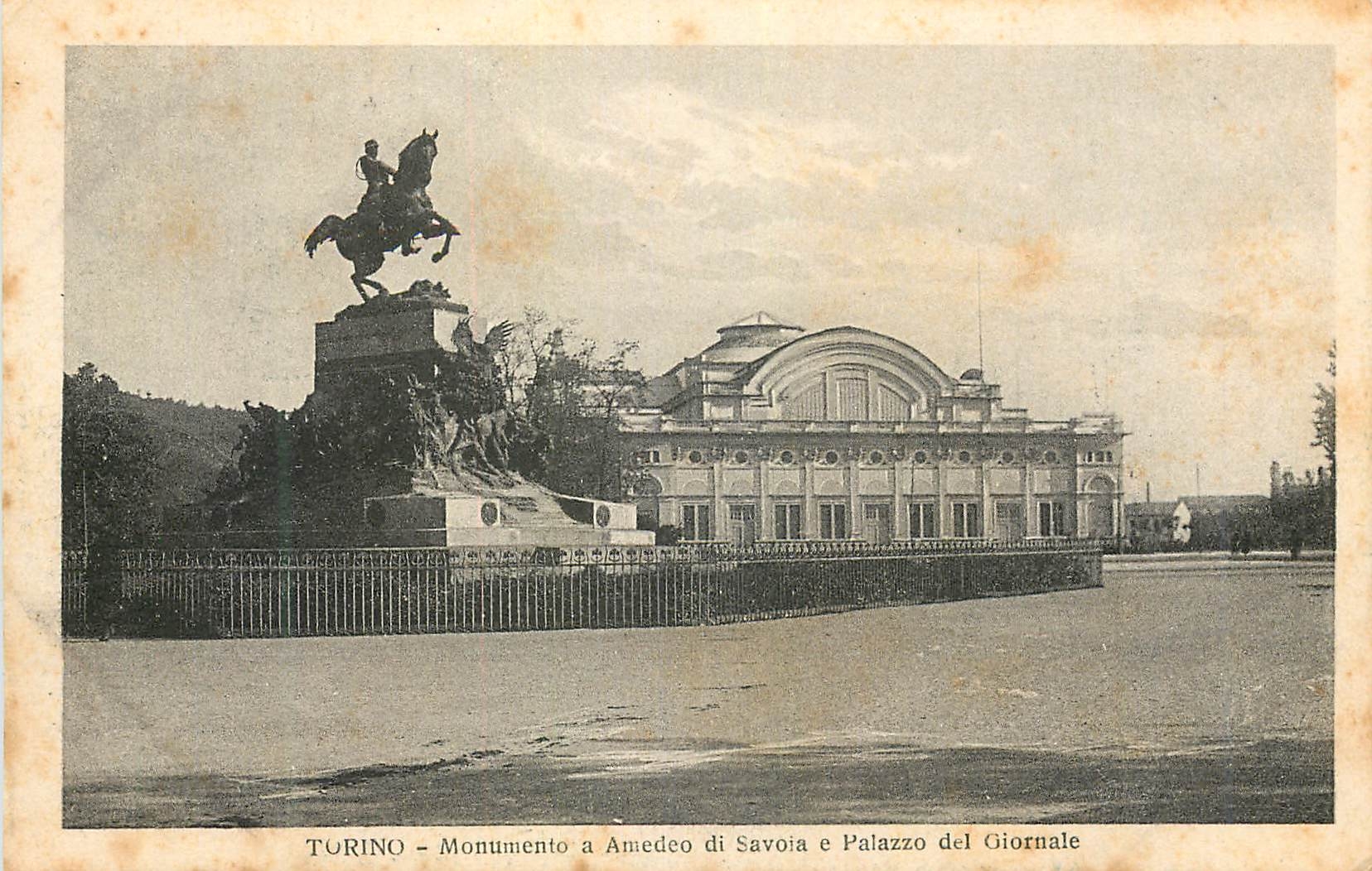 CPA Torino Monumento a Amedo di Savoia e Palazzo del Giornale