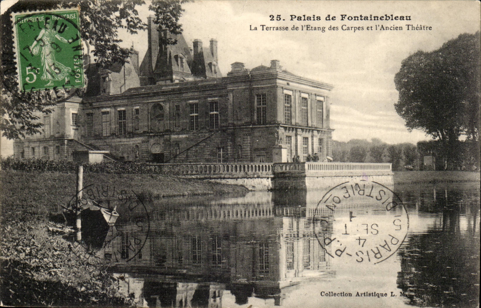 Palate of Fontainebleau CPA the terrace of the pond of carps and lancian theater