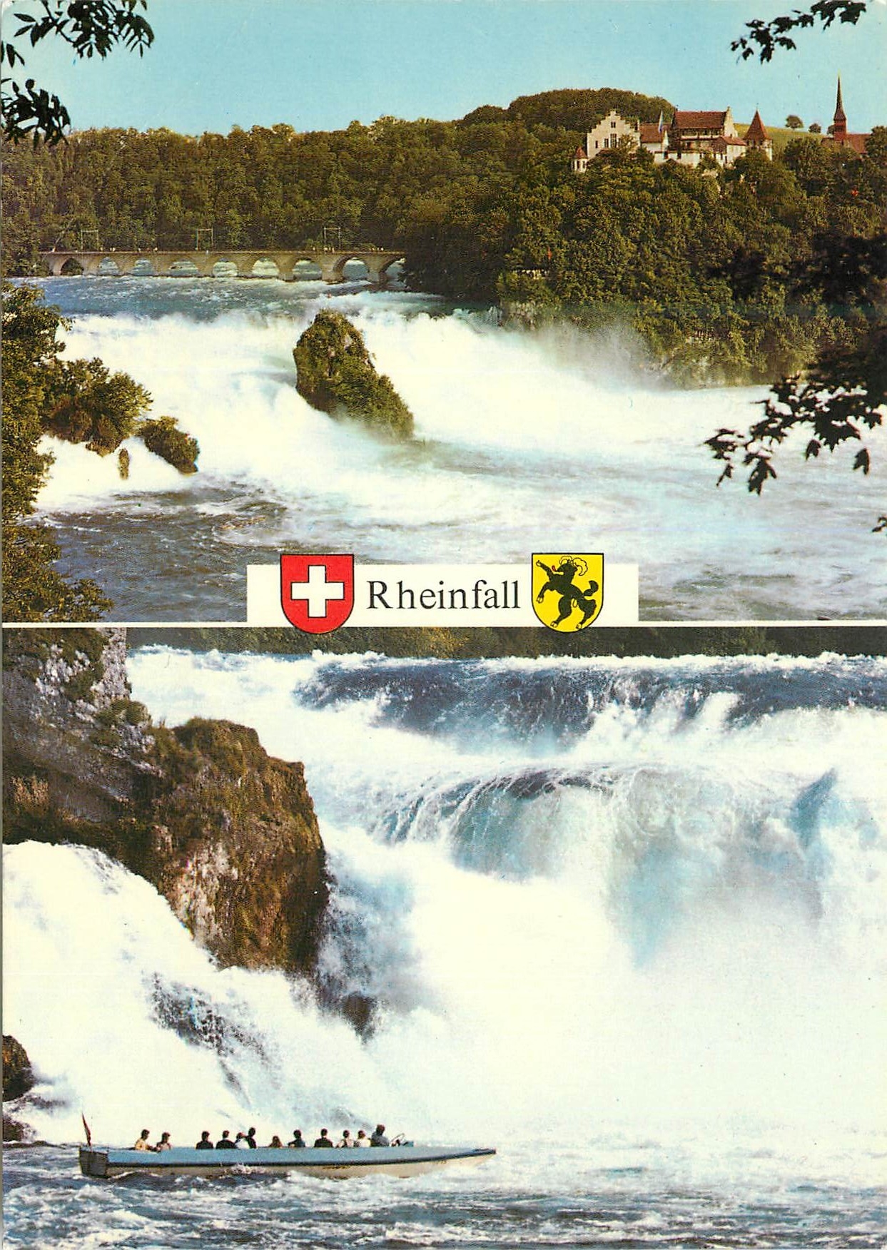 CPM Rheinfall Schweiz Suisse Switzerland Rheinfall Totale Breite totale Hohe Tiefe des Rheinfallbeckens Mittiere Sommera