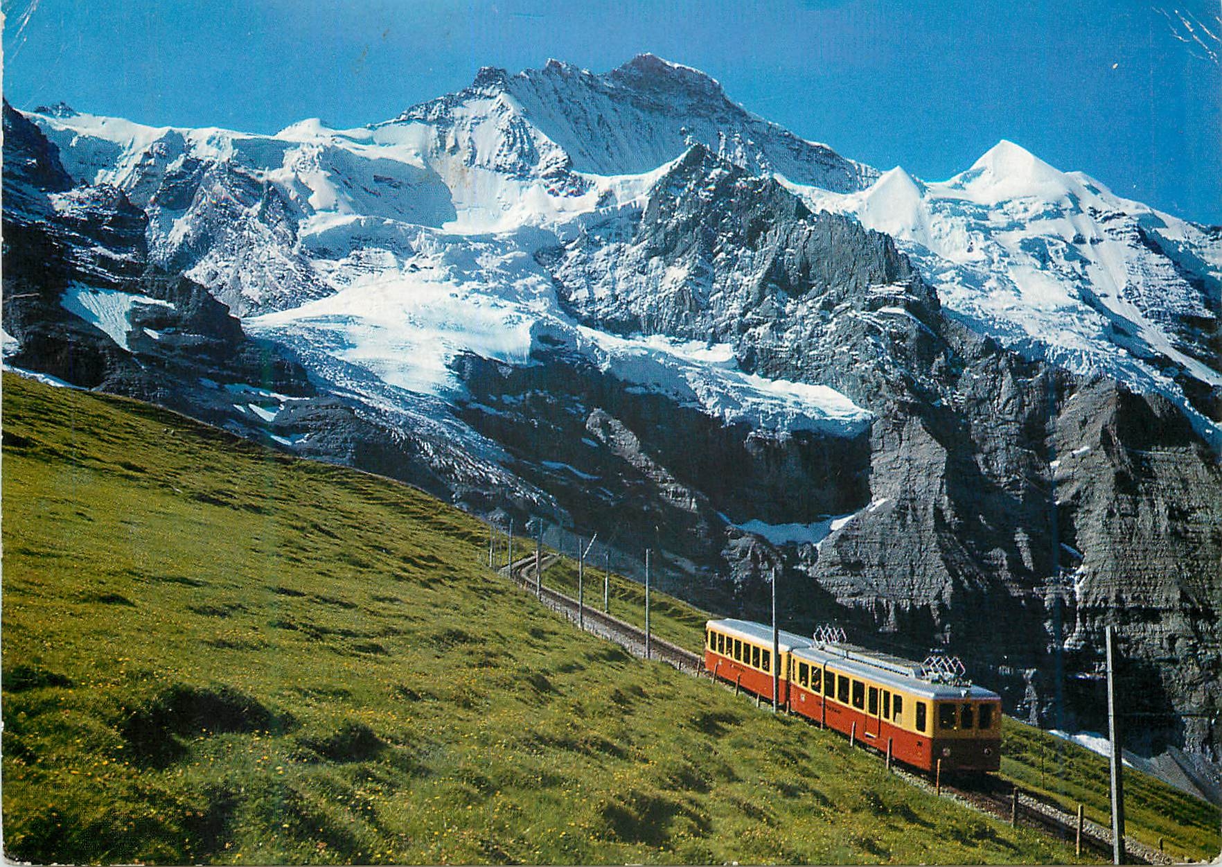 CPM Kleine Scheldegg mit Jungfrau Gedruckt in der Schweiz Jungfraujoch Train Funiculaire
