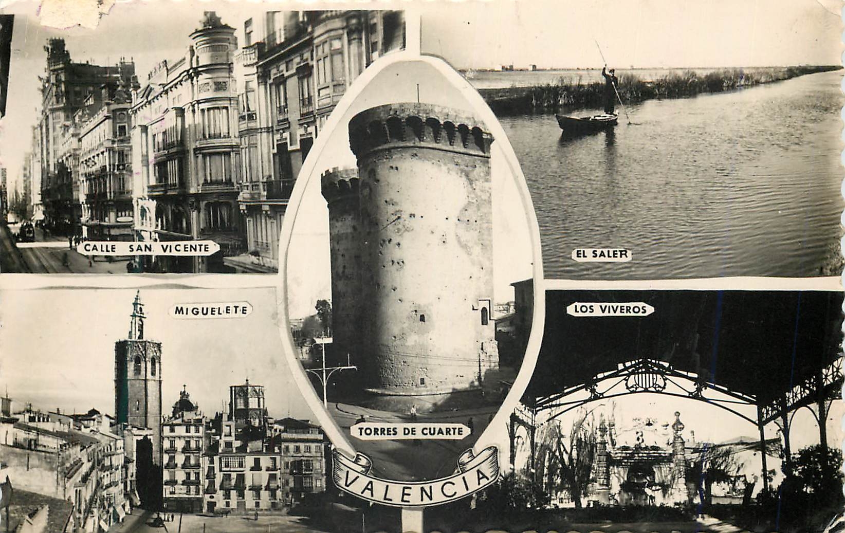 CPM Valencia Torres de Cuarte Calle San Vicente Miguelete El Saler Los Viveros Daniel Arbones Villacampa Tarjeta Postal