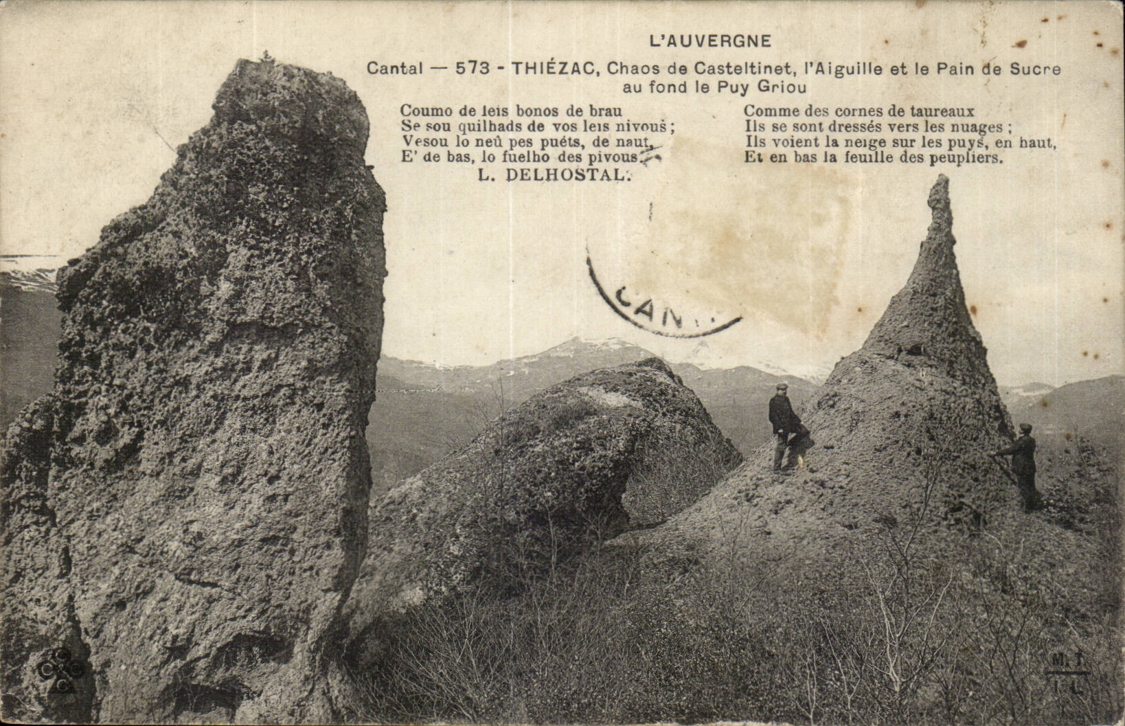Chaos Cantal-Thiezac CPA von Casteltinet das Nadel- und Zuckerlaib an der Unterseite das puy Griou