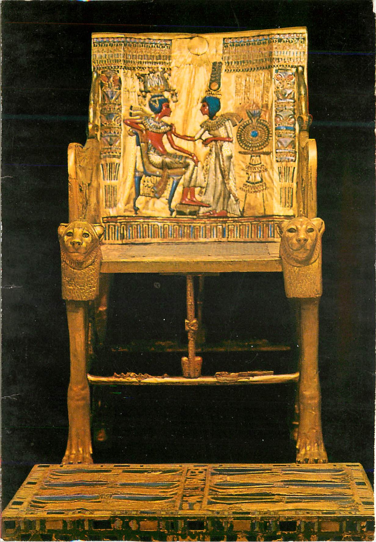 CPM Cairo Egyptian Museum Tutankhamens Treasures Kings golden throne