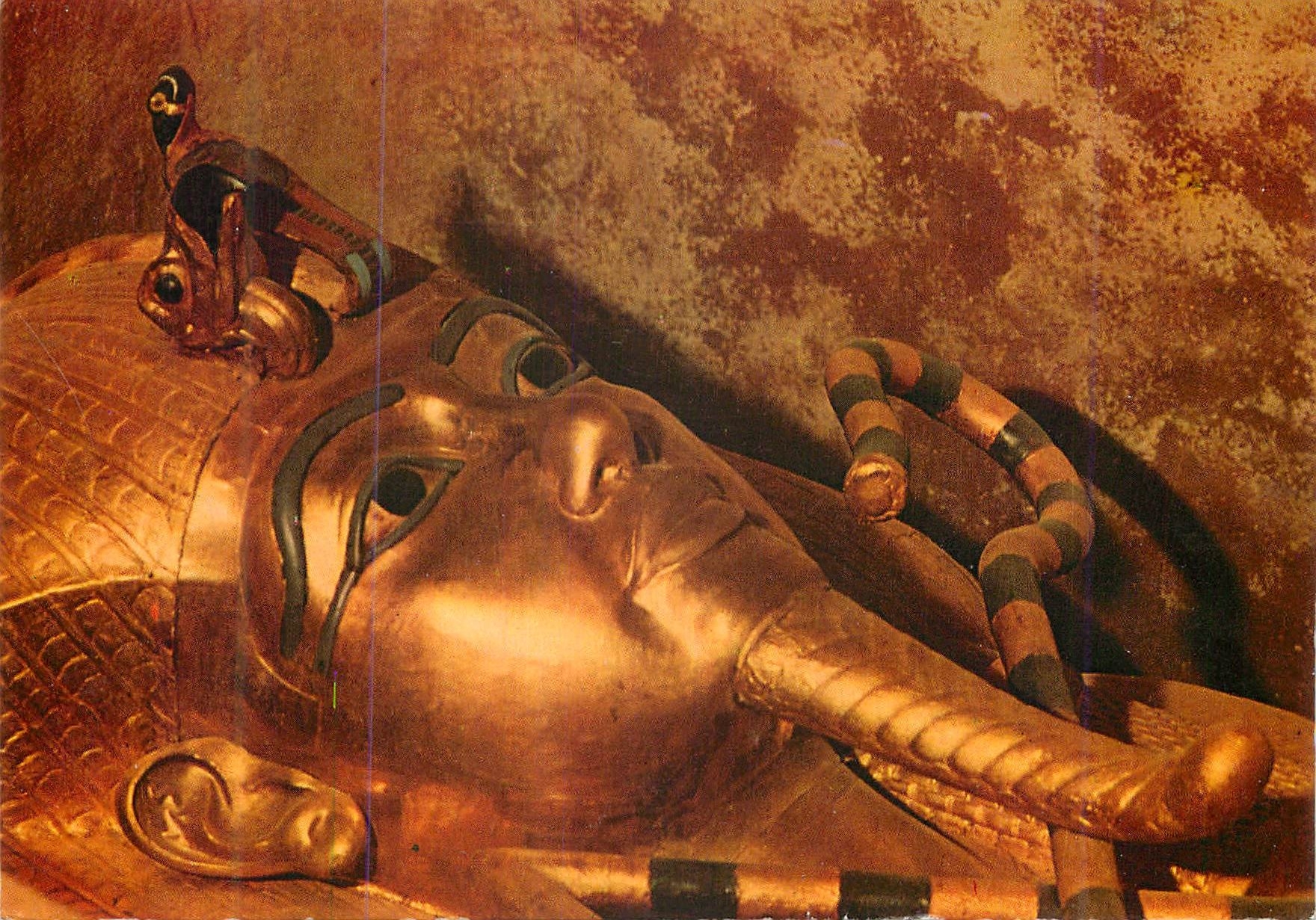 CPM Thebes Tomb of Tut Ankh Amun Kings mummmy in his actual Third Coffin