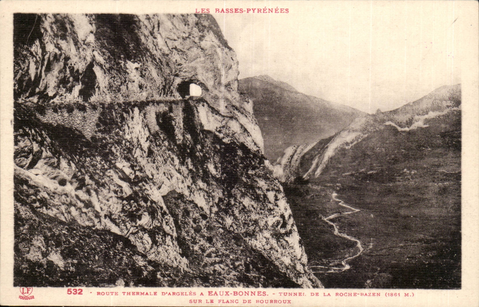 CPA thermal Route of Argeles has Good Eaux Tunnel of the Bazen Rock on the flacn of Bourbroux
