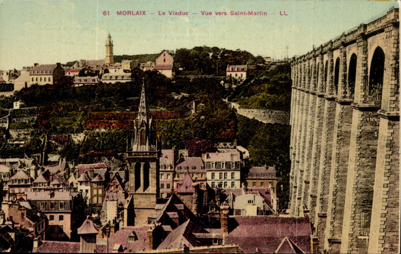 Morlaix CPA le viaduc Vue vers Saint Martin