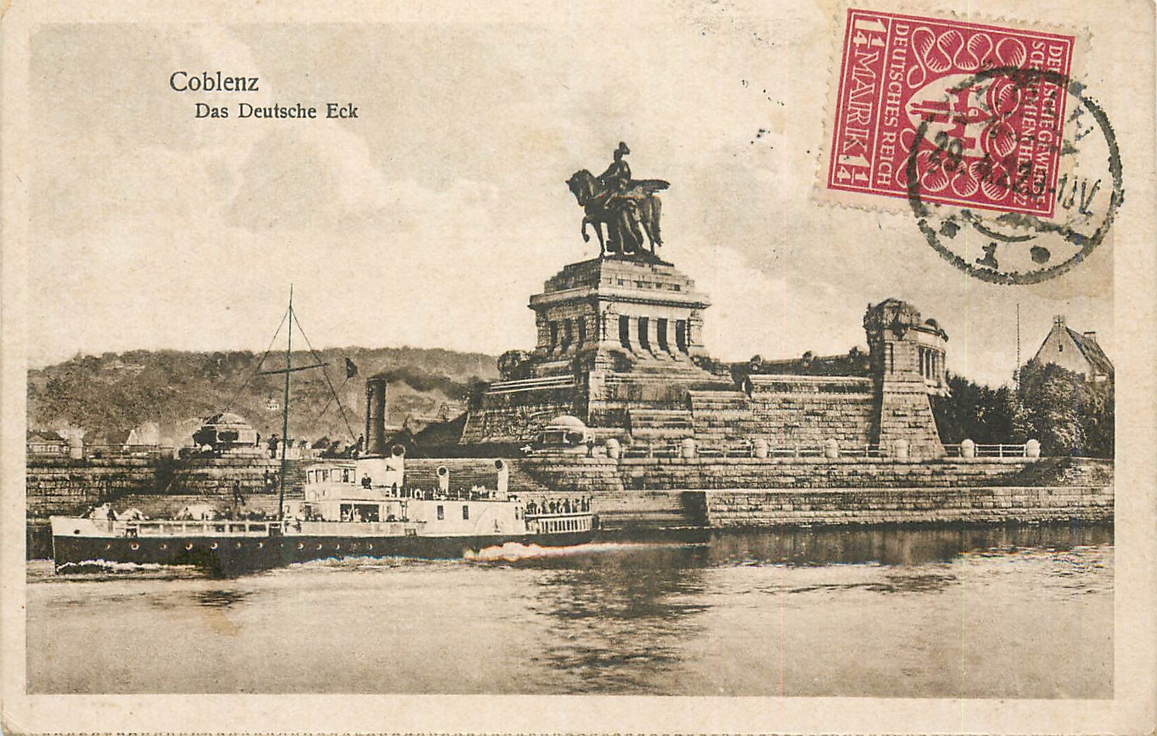 CPA Coblenz Das Deutsche Eck Bateau