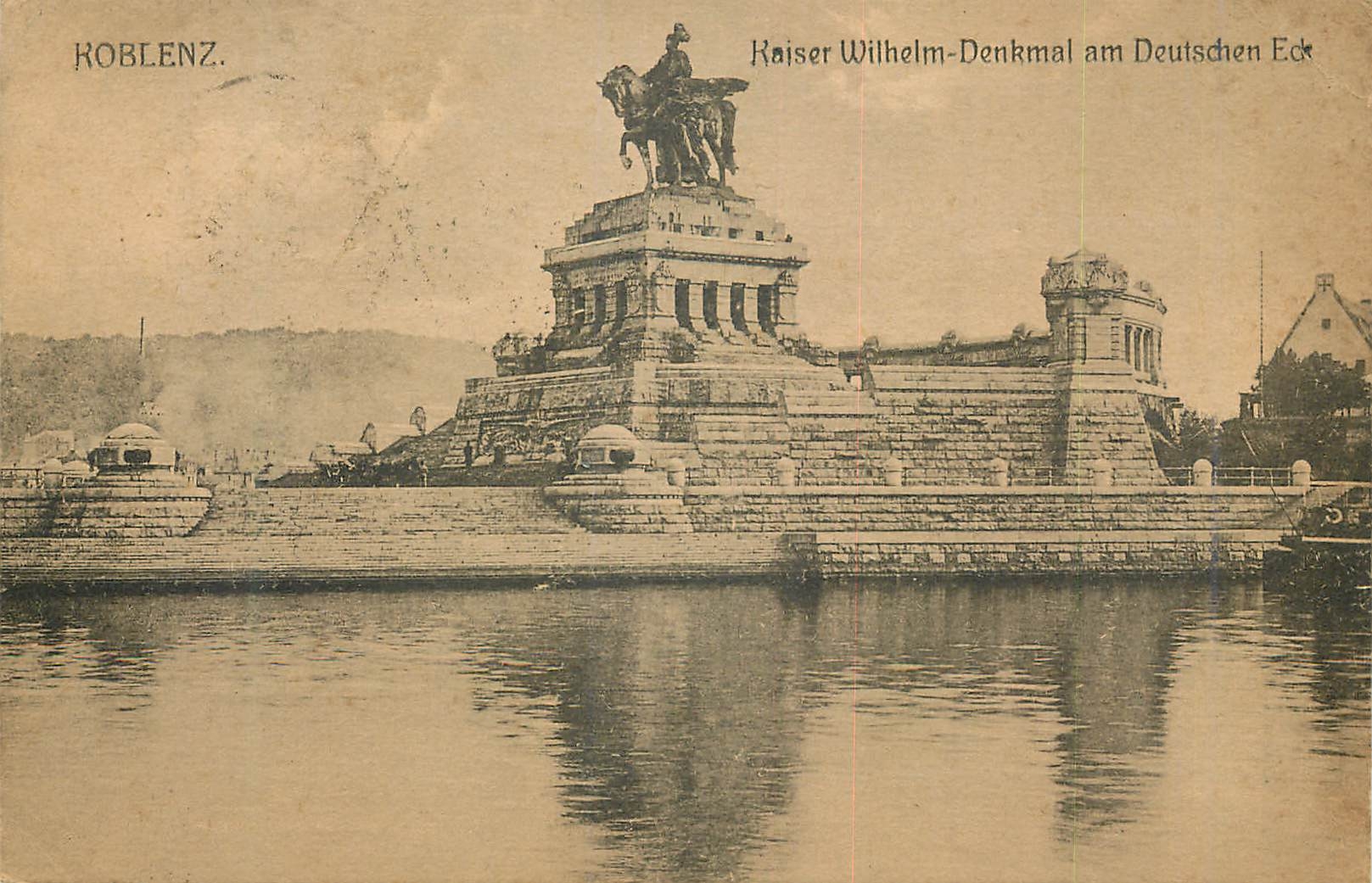 CPA Koblenz Kaiser Wilhelm Denkmal am Deutsches Eck