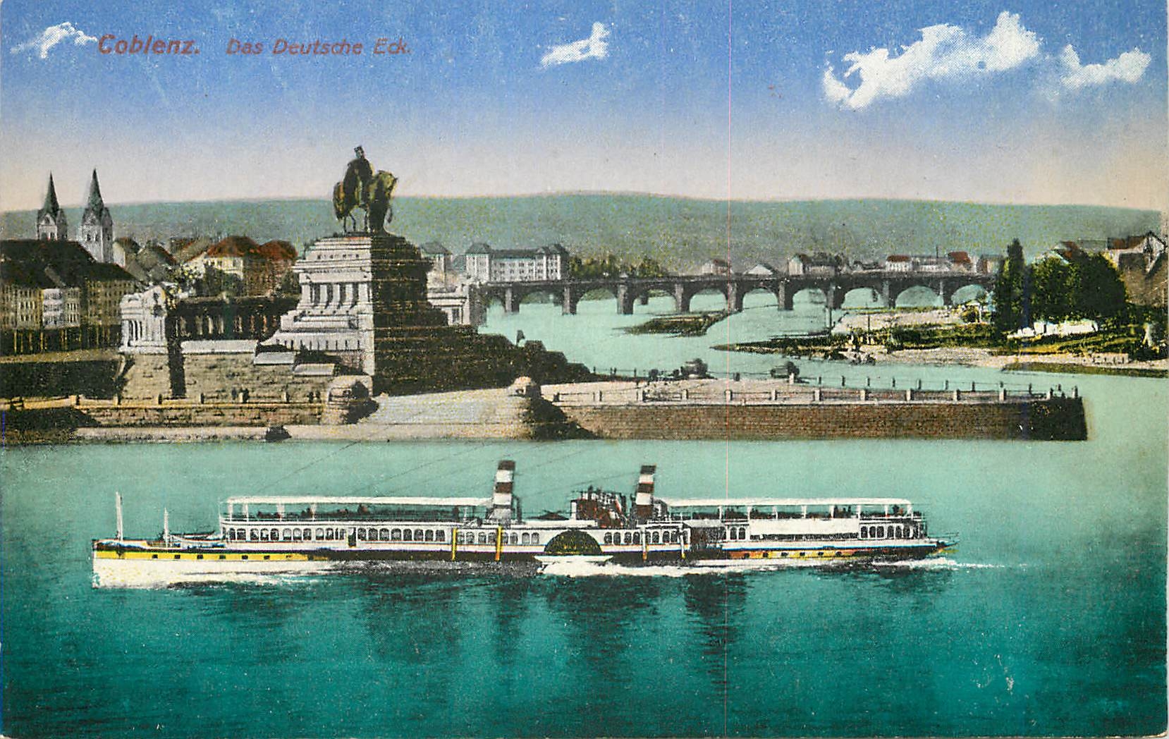 CPA Coblenz Das Deutsche Eck Bateau
