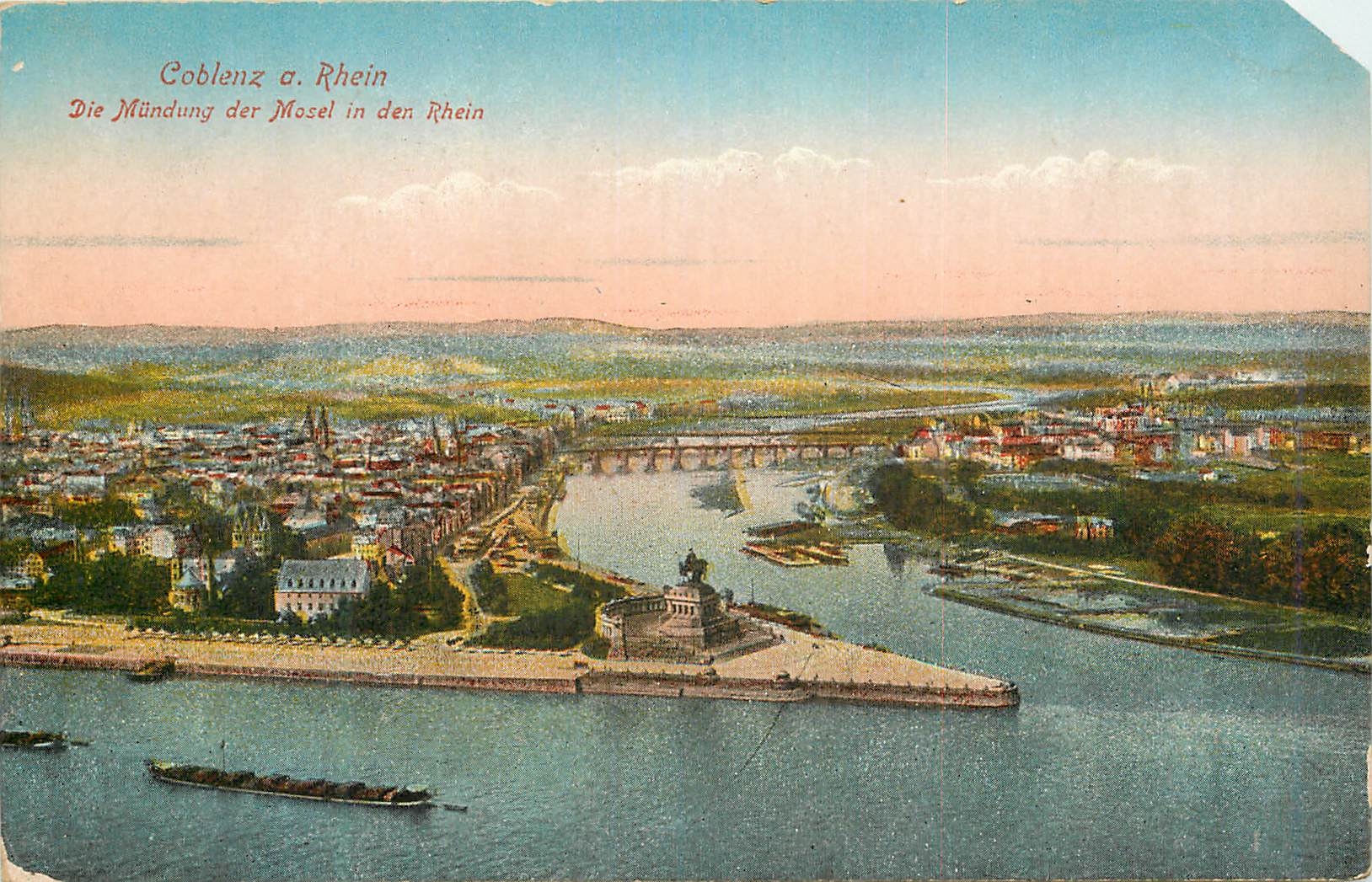 CPA Coblenz a Rhein Die Mundung der Mosel in den Rhein