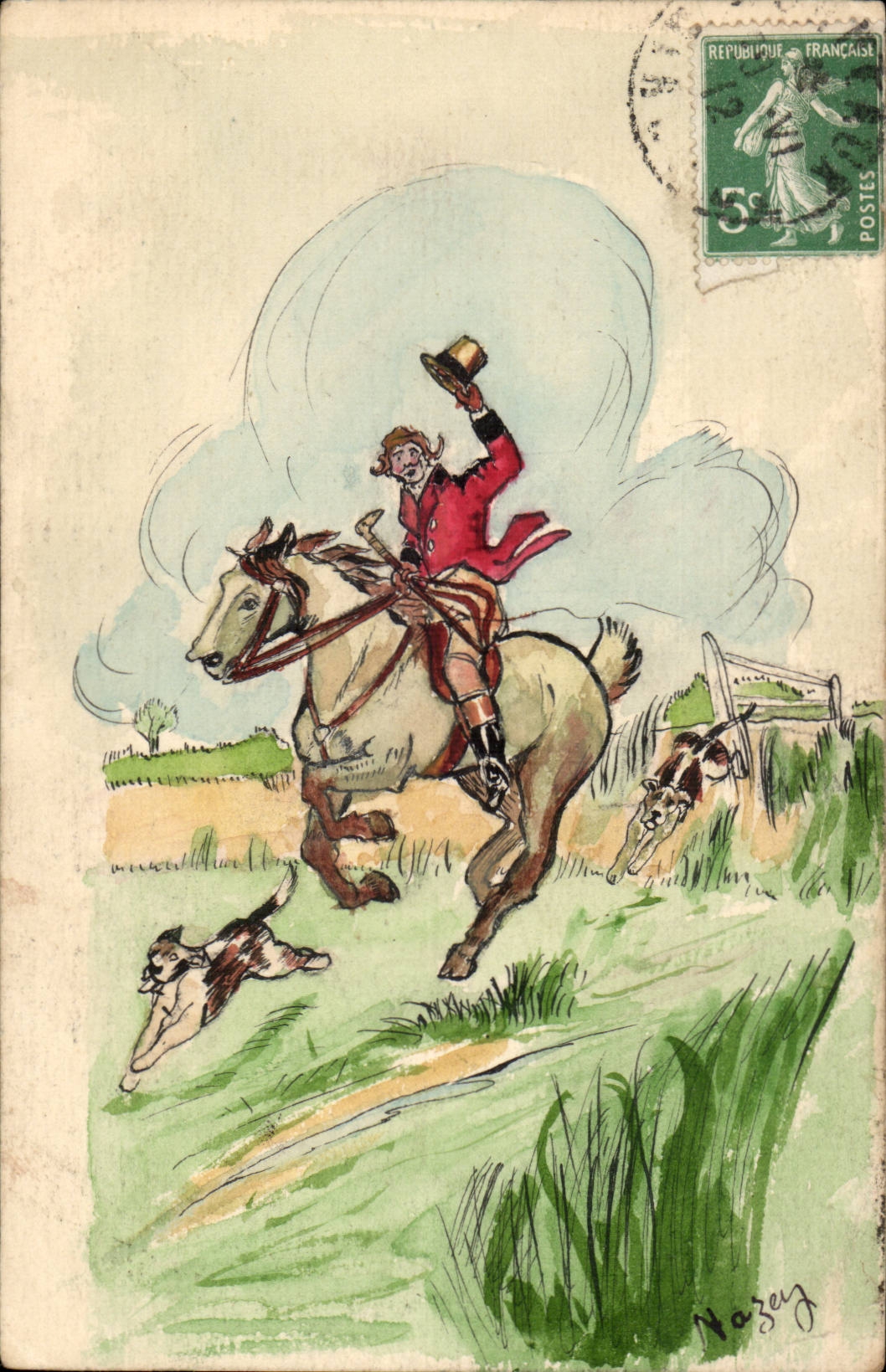 CPA Fantasy Jockey Dogs and Hippisme horse