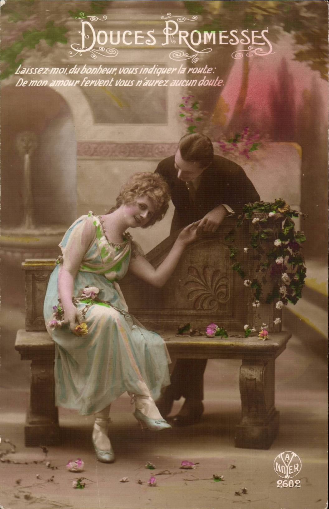 CPA Fantaisie Douces promesses Laissez moi du bonheur vous indiquer la route De mon amour fervent vous n'aurez aucun dou