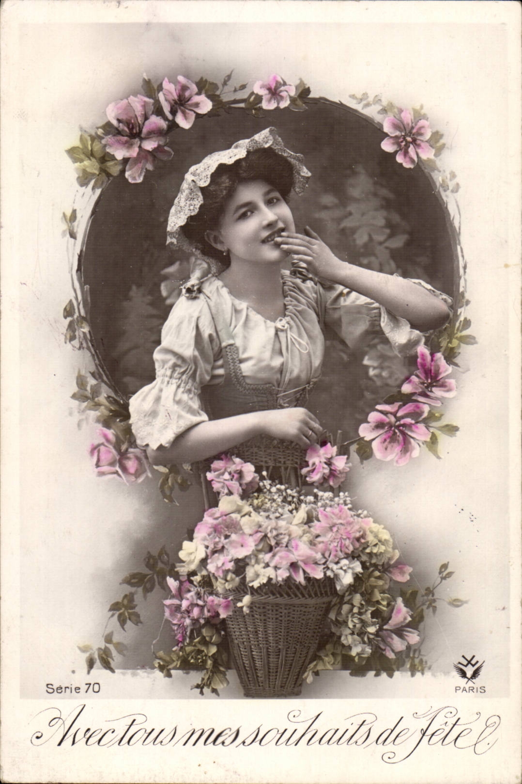 CPA Fantasy Woman With all my wishes of festival