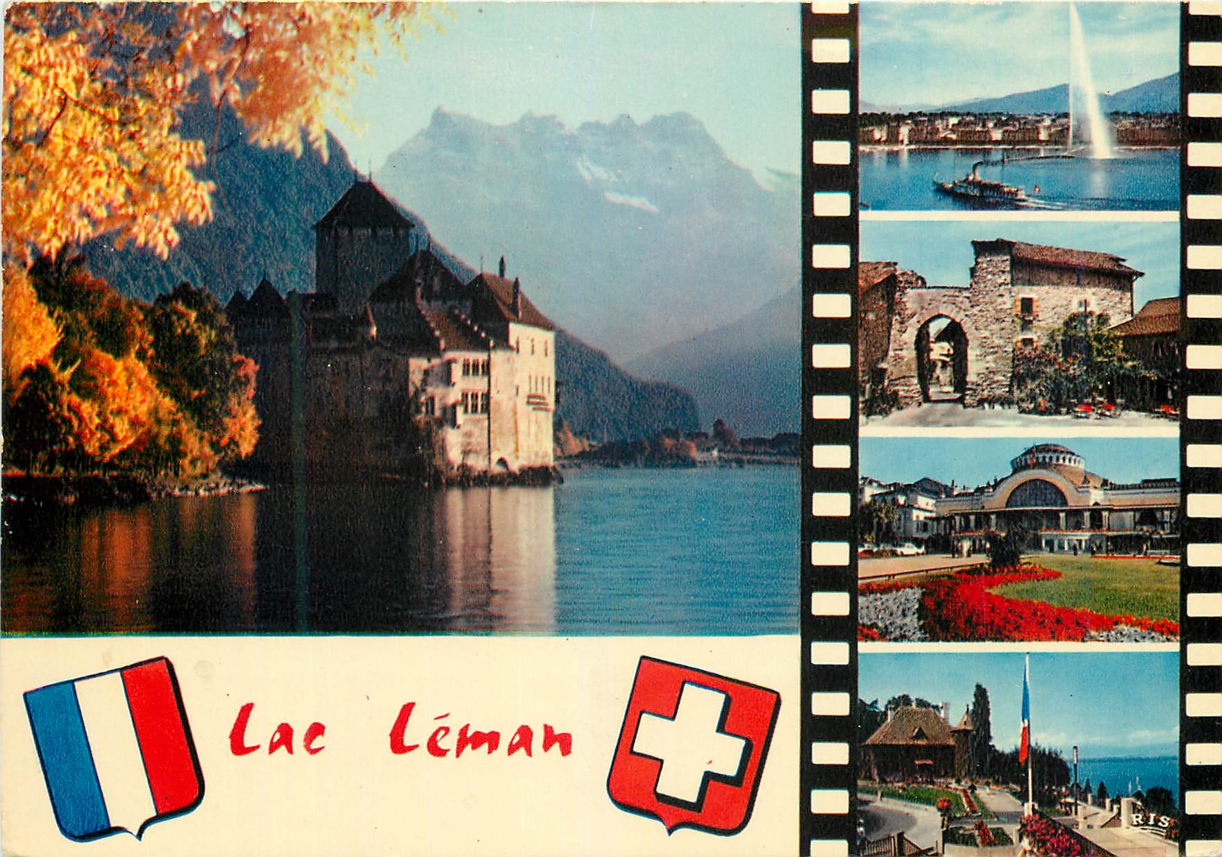 CPM Lac Leman chateau de chillon geneve le jet d'eau yvoire cite mediavale XIVe s
