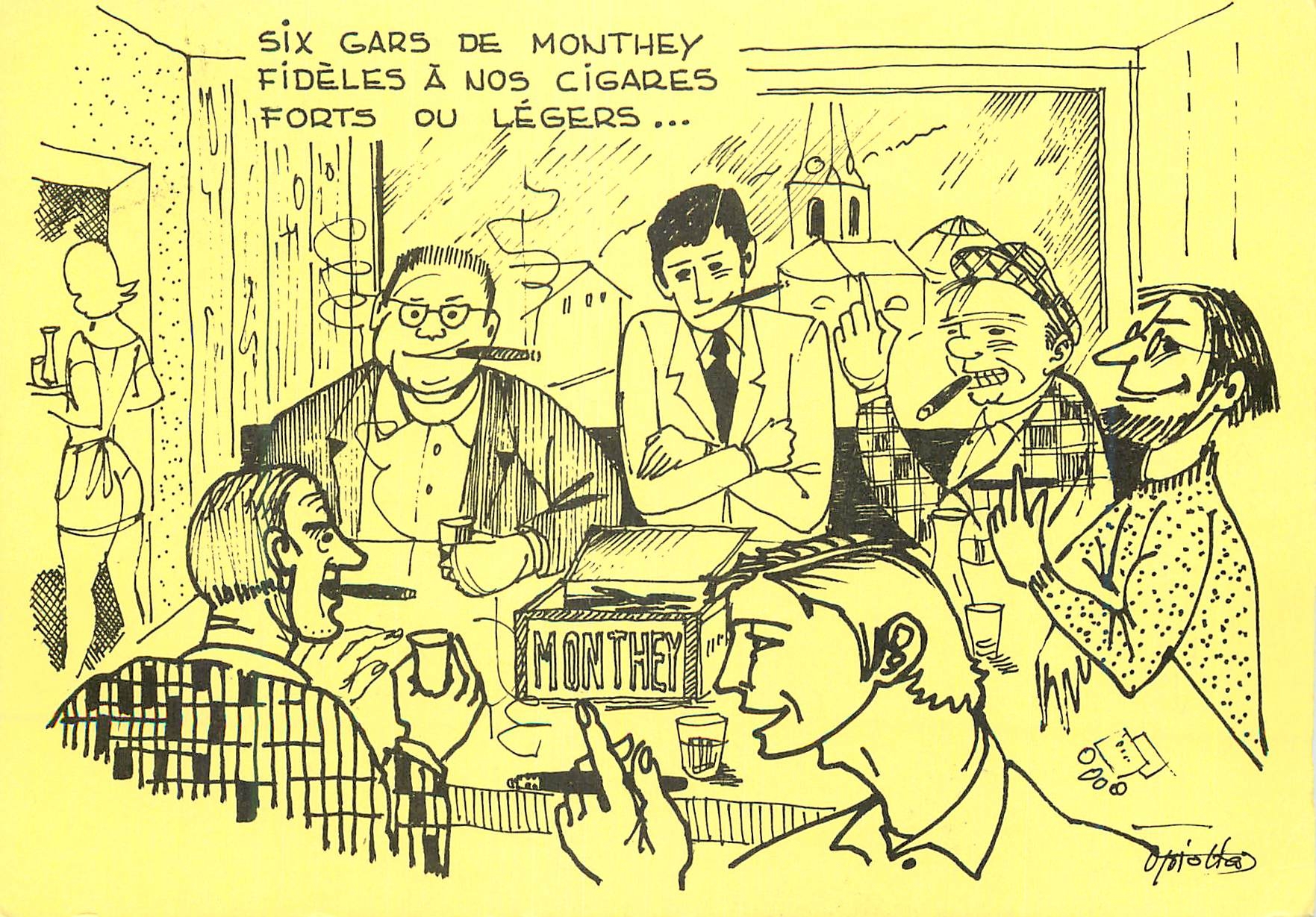 CPM Six Garq de Monthey Fideles a nos Cigares forts ou legers