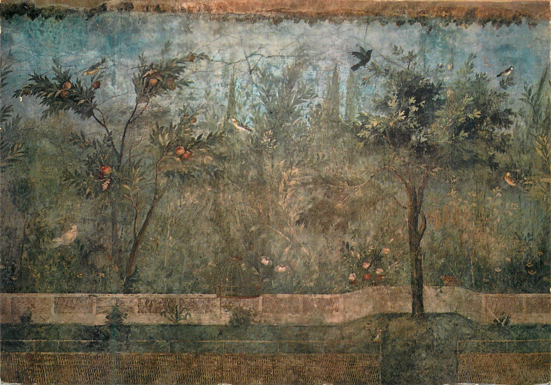 CPM Roma detail (musee national romain) affresco di una sala della villa di livia