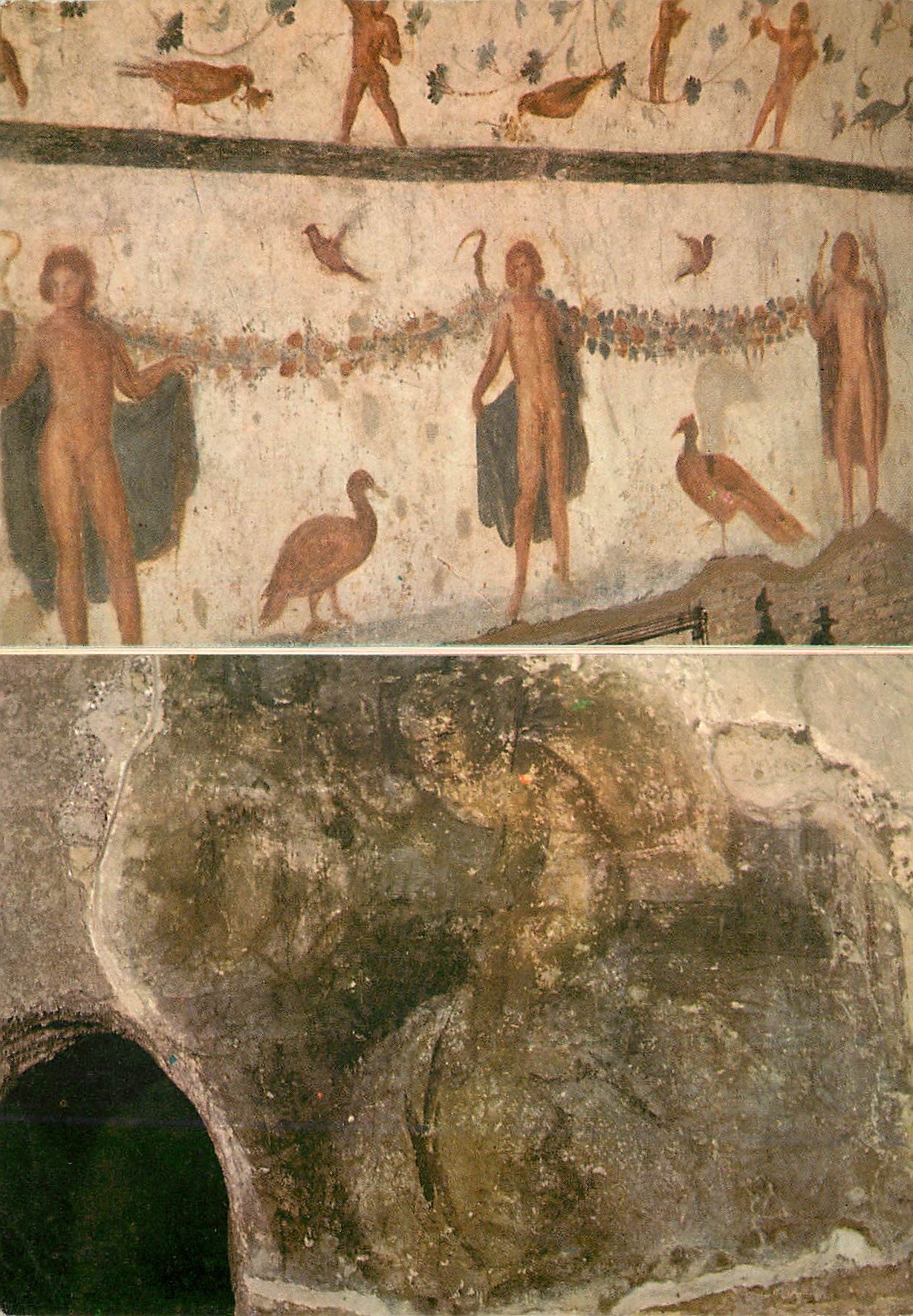 CPM Roma antica casa dei ss giovanni e paolo ticlinio parete con decorazioni ninteo miti marini (sec II III)