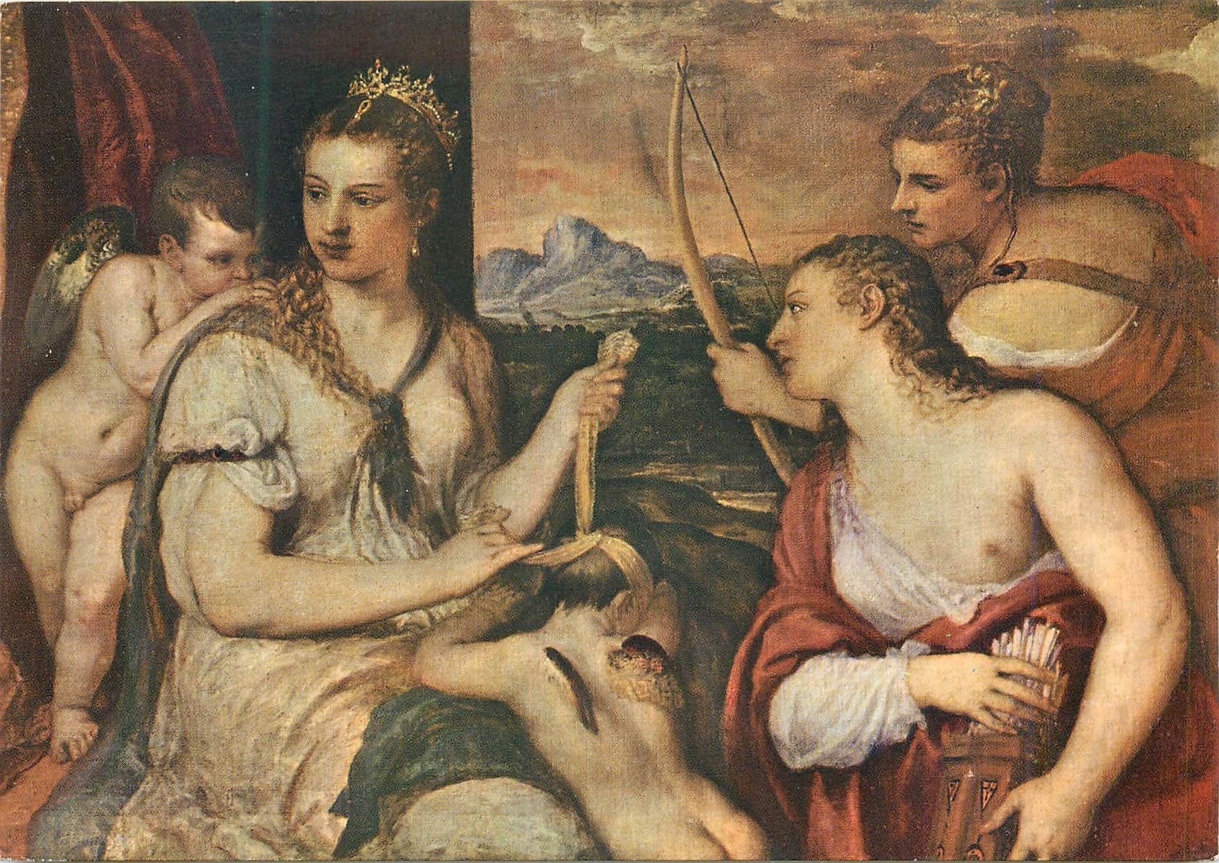 CPM Roma galleria borghese tiziano pieve di cadore 1477 venezia 1576 venus qui bade les yeux a cupidon