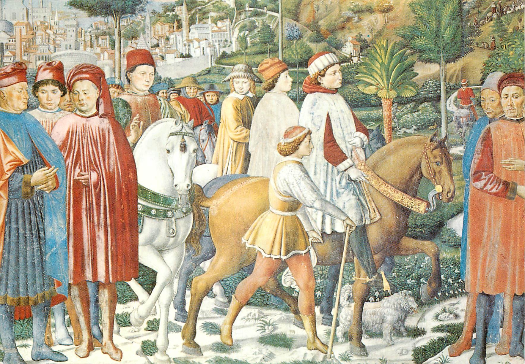 CPM S gimignano chiesa di s angostino s augustin part de rome pour milan (b gozzoli 1465)