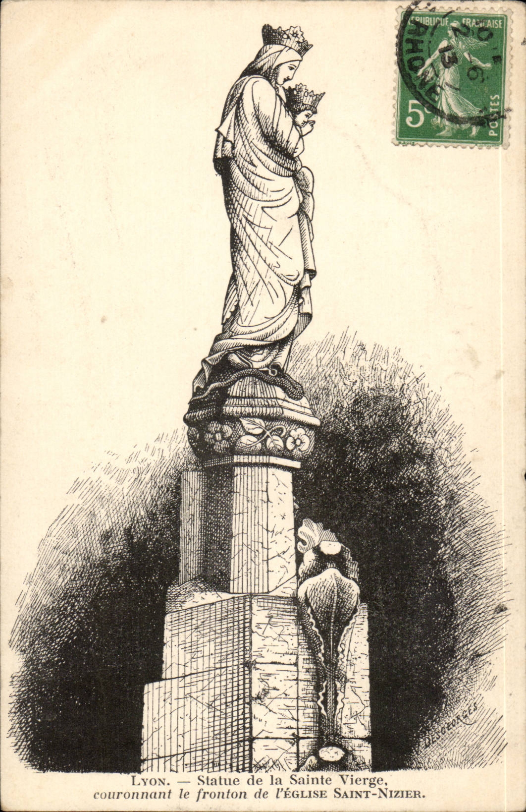 Statue Lyon-CPA Sainte der Jungfrau das couronnnat der Giebel der Kirche Sainte nizier