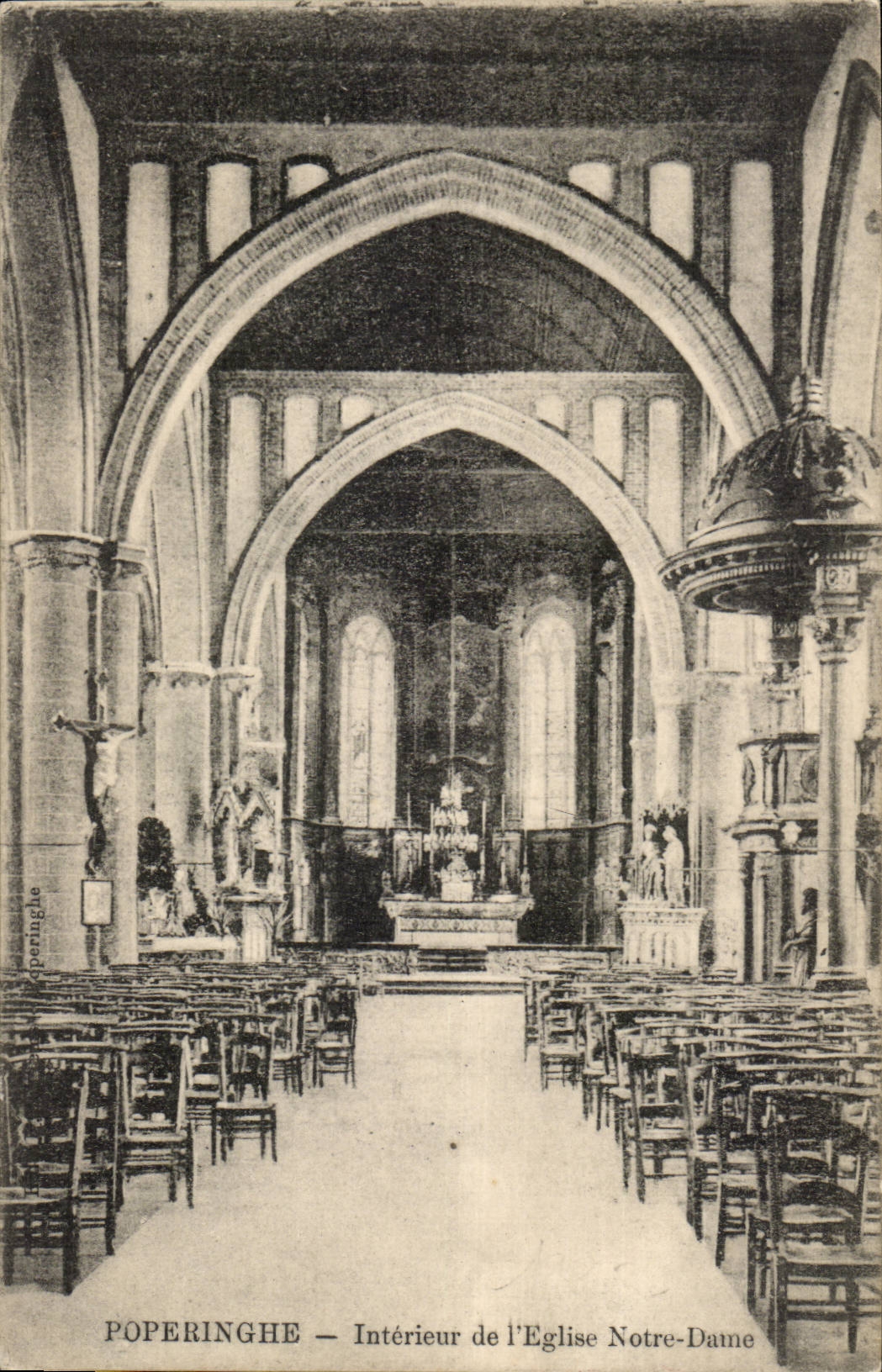 Belgium Poperinghe CPA Interior of the Notre Dame church