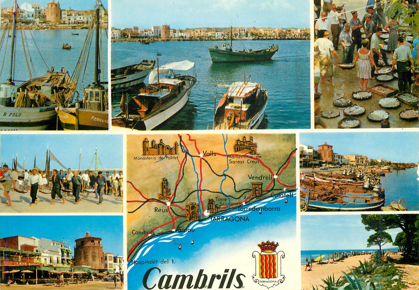 CPM Cambrils (tarragona) costa dorada divers aspects de la ville Bateaux