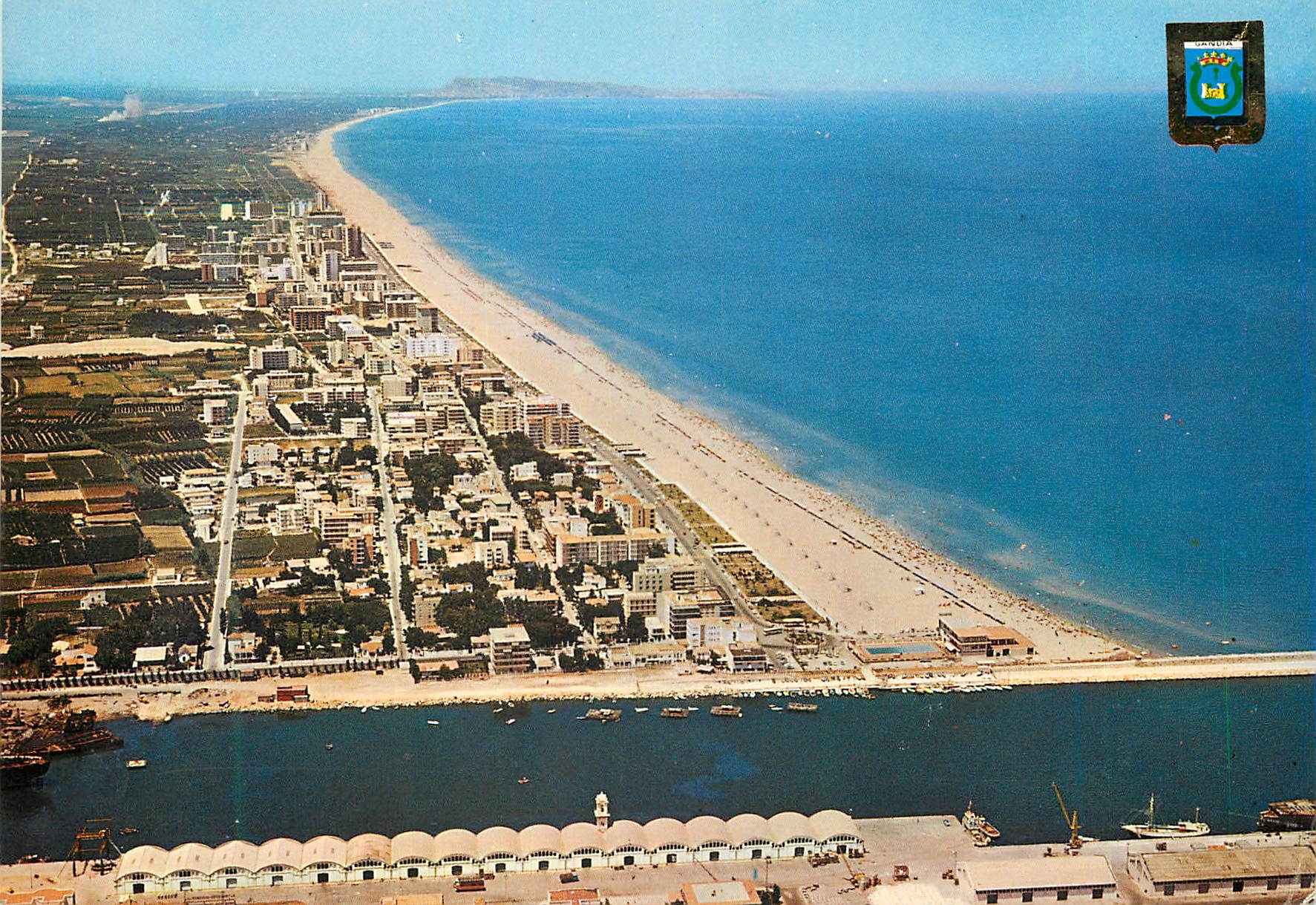 CPM Gandia Valencia Port et Plage Vue aerienne 