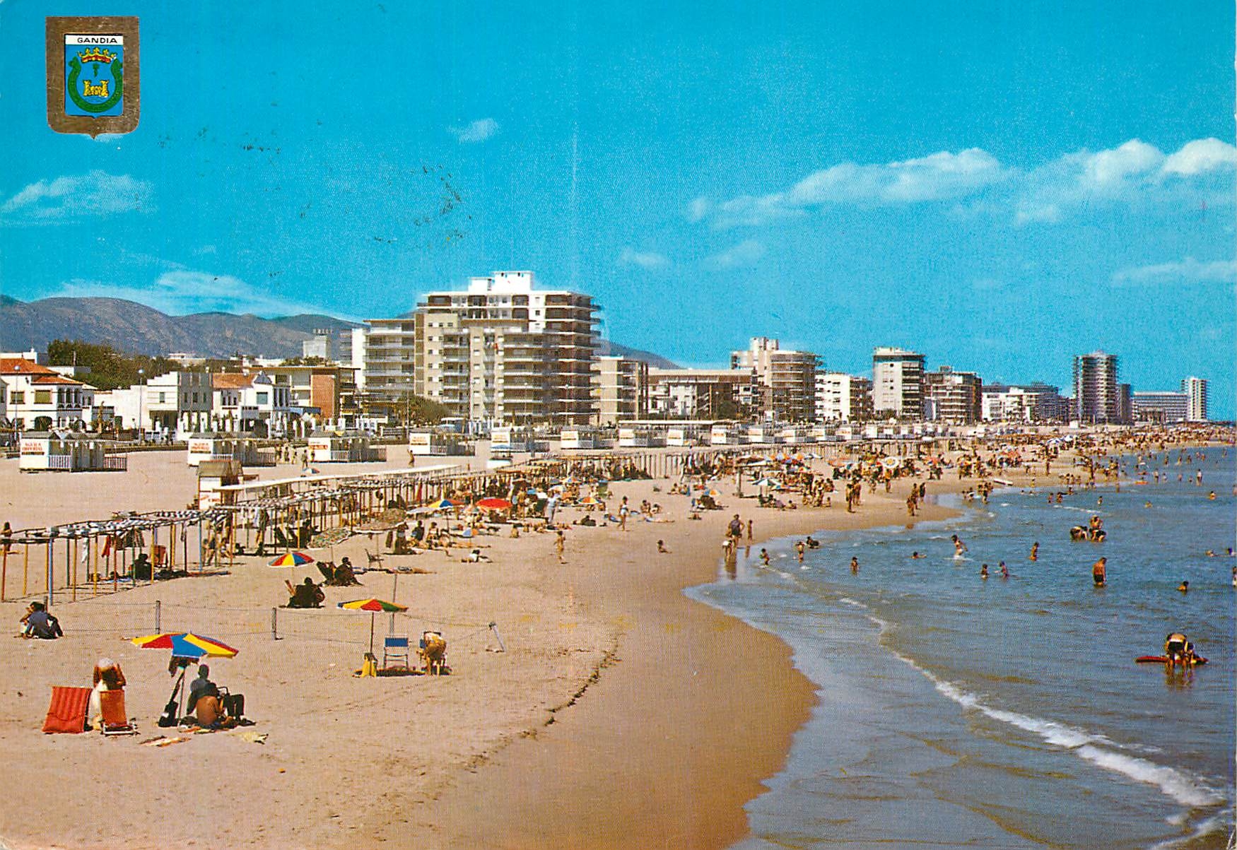 CPM Gandia Valencia Vue generale de la plage