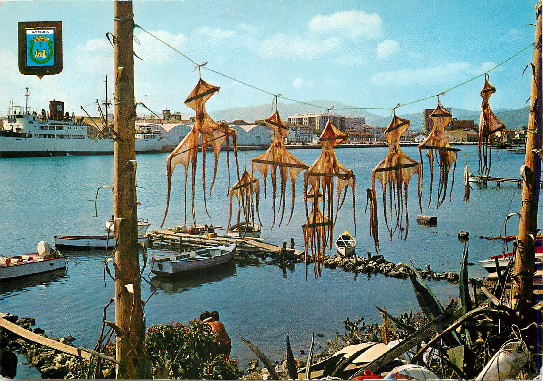 CPM Gandia Vue partielle du port 