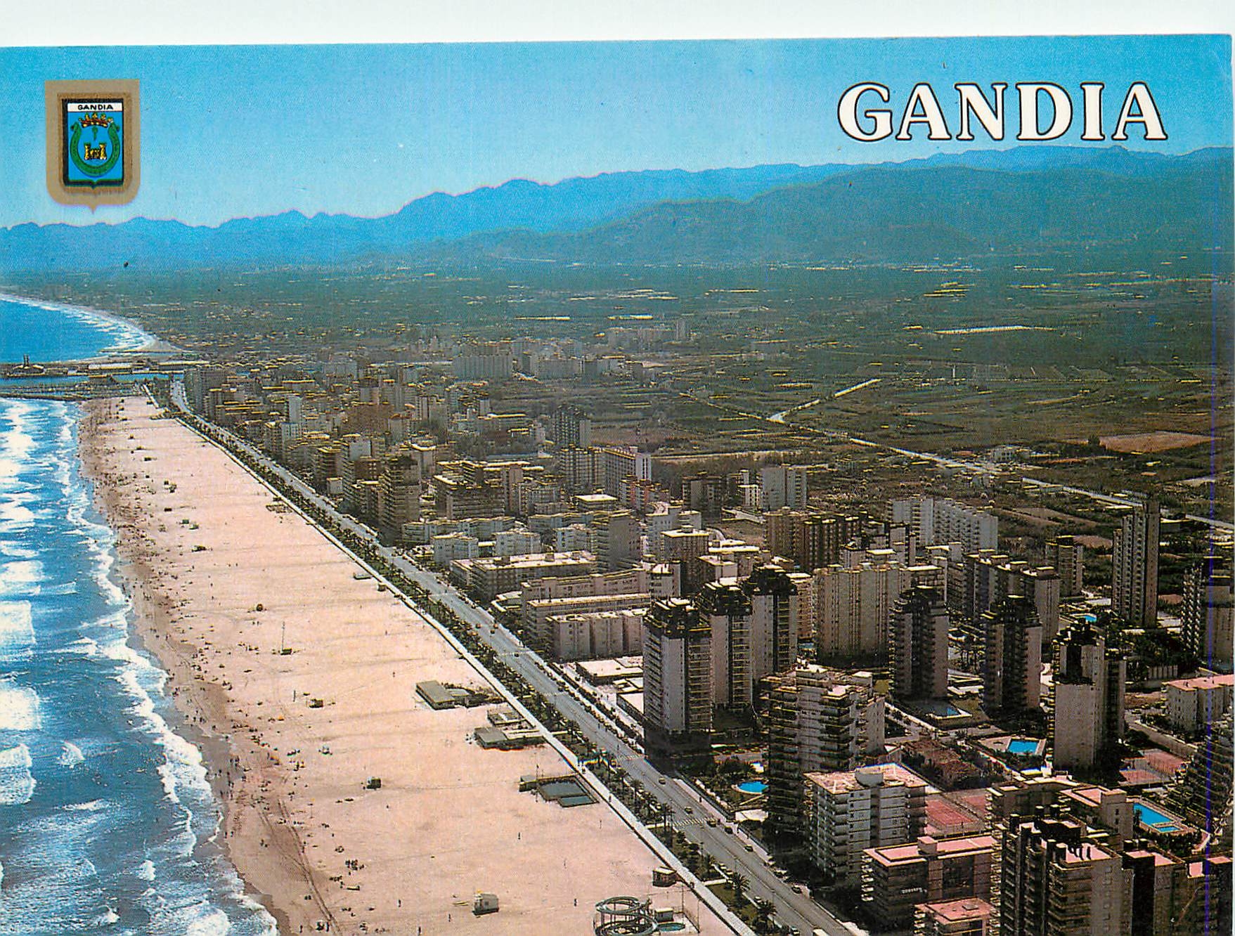 CPM Gandia Valencia Plage Vue aerienne