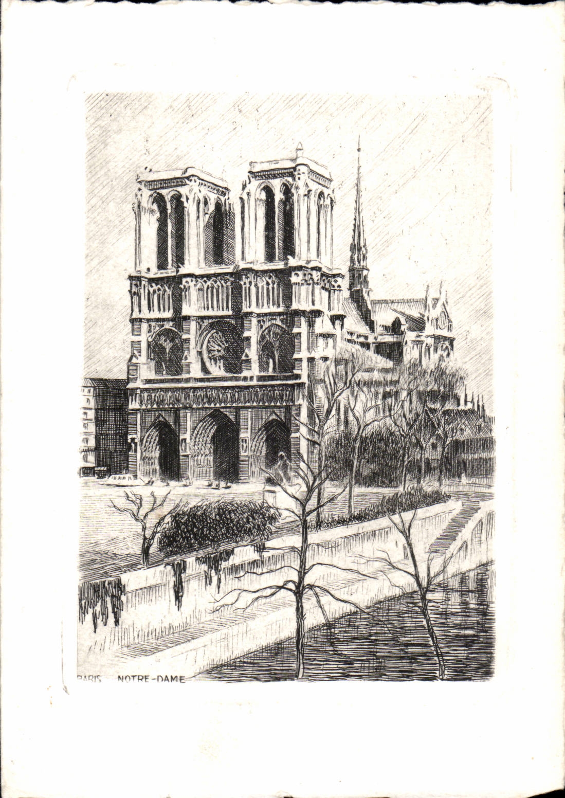 Paris CPA Notre dame (carte s'ouvrant avec voeux a l'interieur)