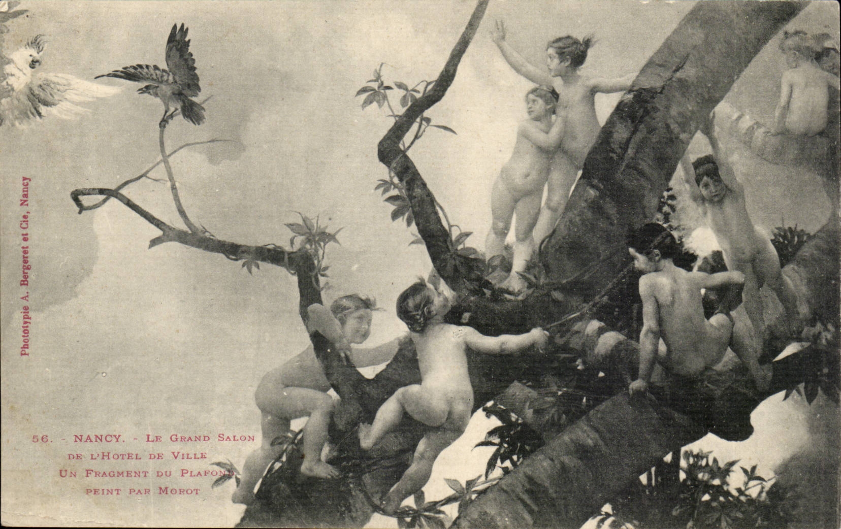 CPA Nancy das grosse Wohnzimmer des Rathauses ein Fragment der Decke gemalt von den morot Kindern