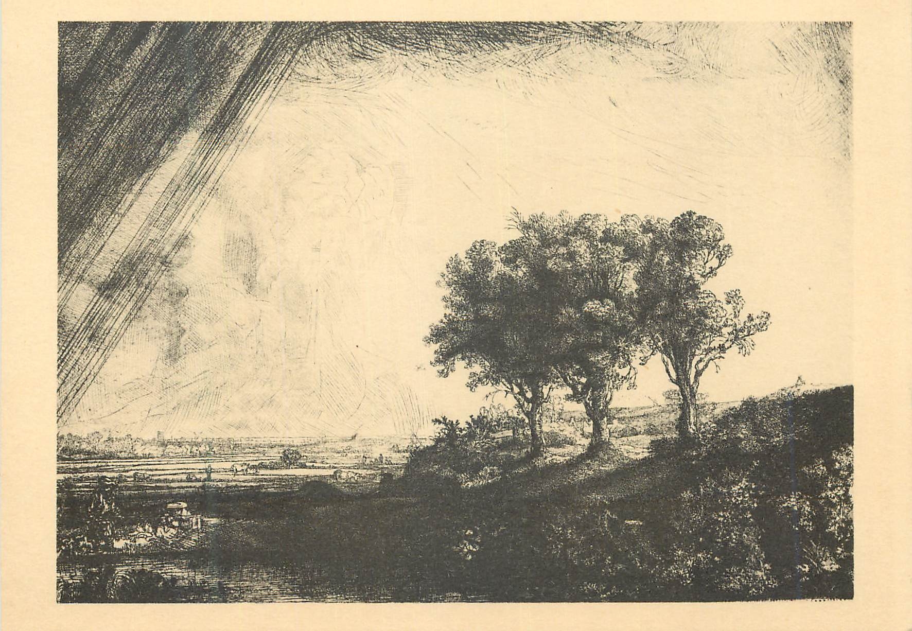 CPM Het landschap met de drie boomen Rembrandt